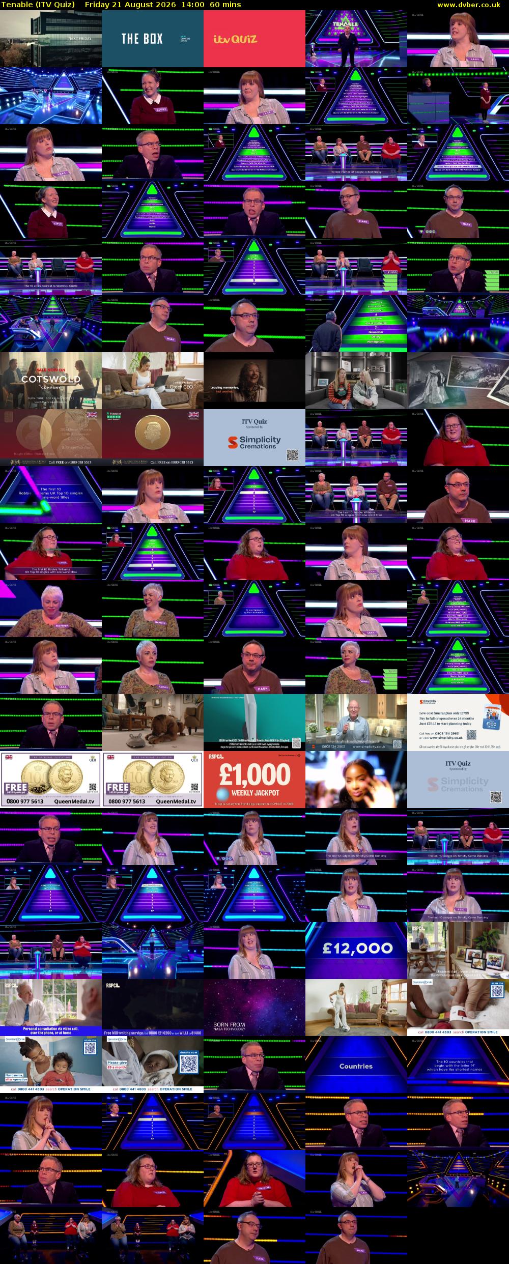 Tenable (ITV Quiz) Friday 21 August 2026 14:00 - 15:00