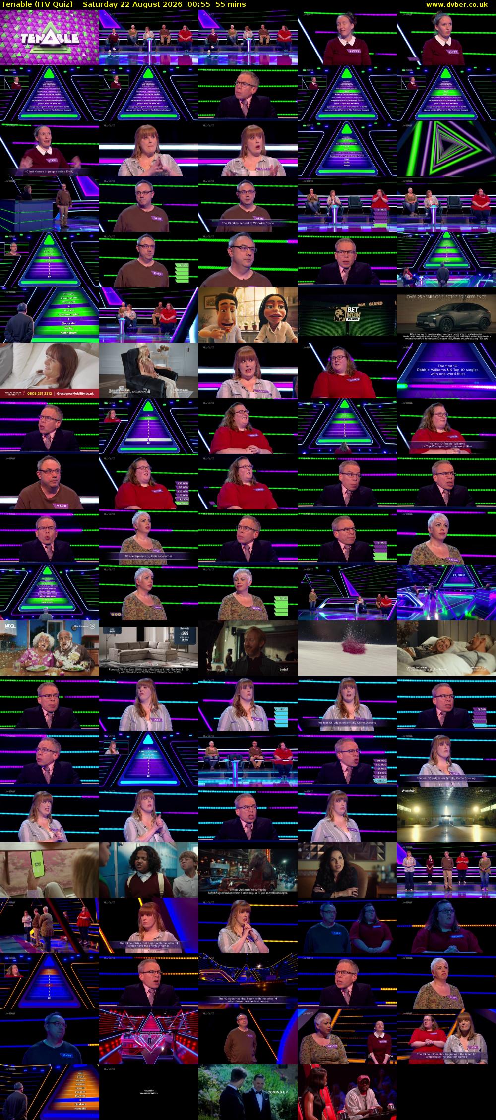 Tenable (ITV Quiz) Saturday 22 August 2026 00:55 - 01:50