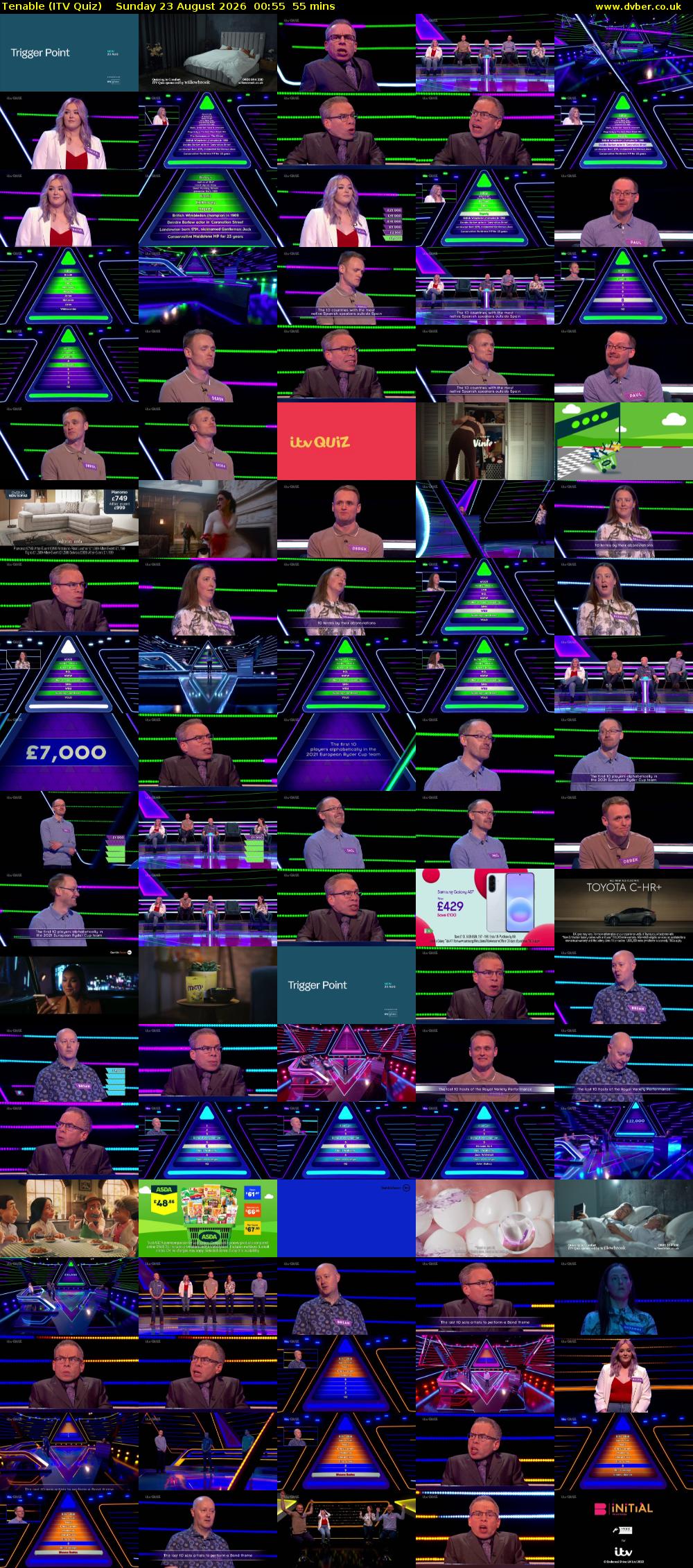 Tenable (ITV Quiz) Sunday 23 August 2026 00:55 - 01:50