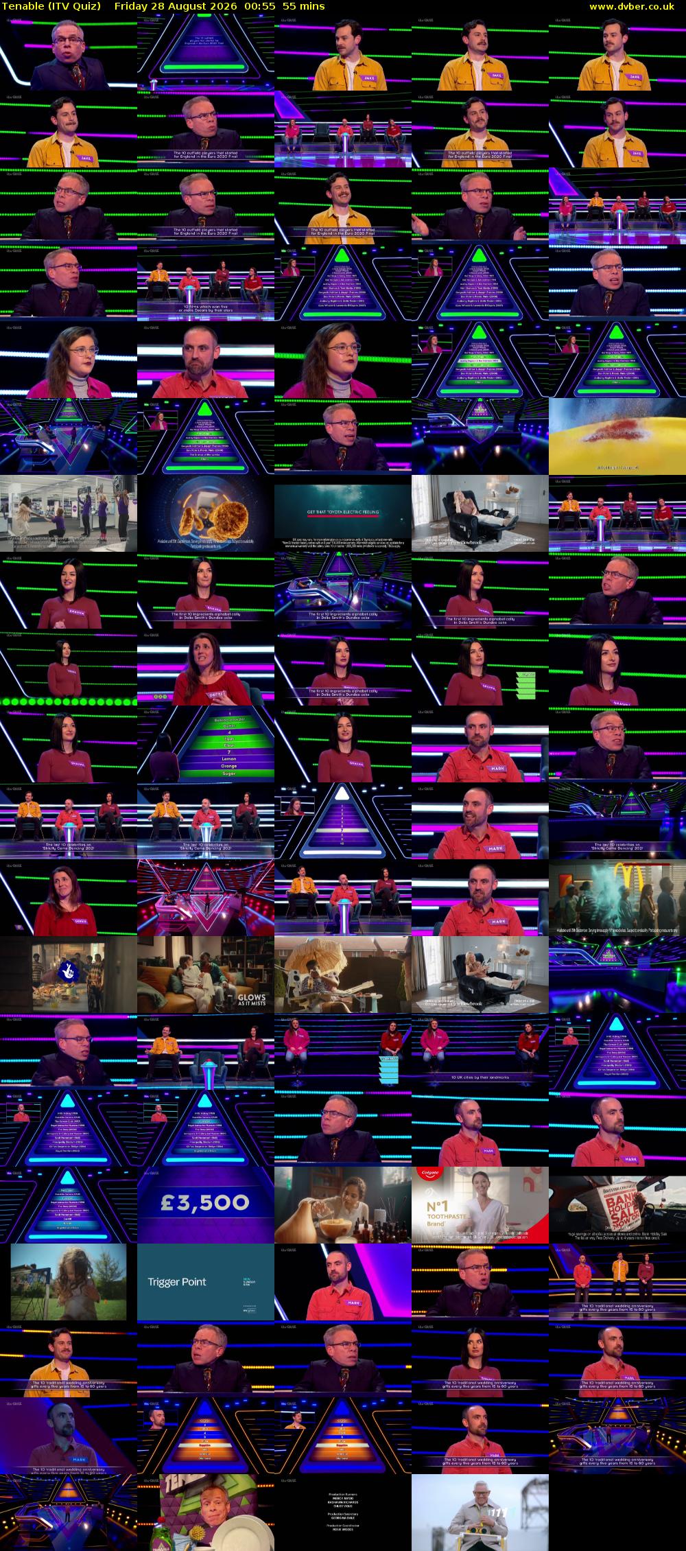 Tenable (ITV Quiz) Friday 28 August 2026 00:55 - 01:50