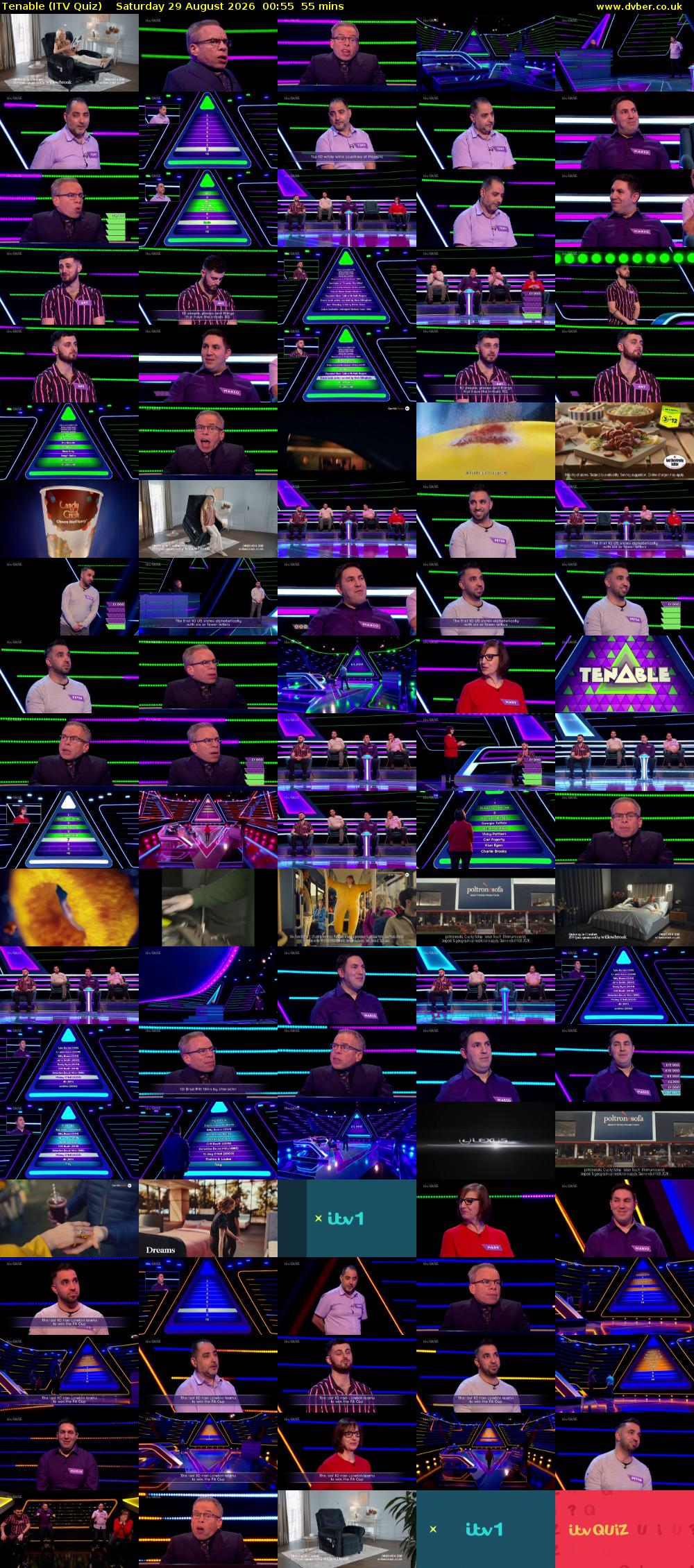 Tenable (ITV Quiz) Saturday 29 August 2026 00:55 - 01:50