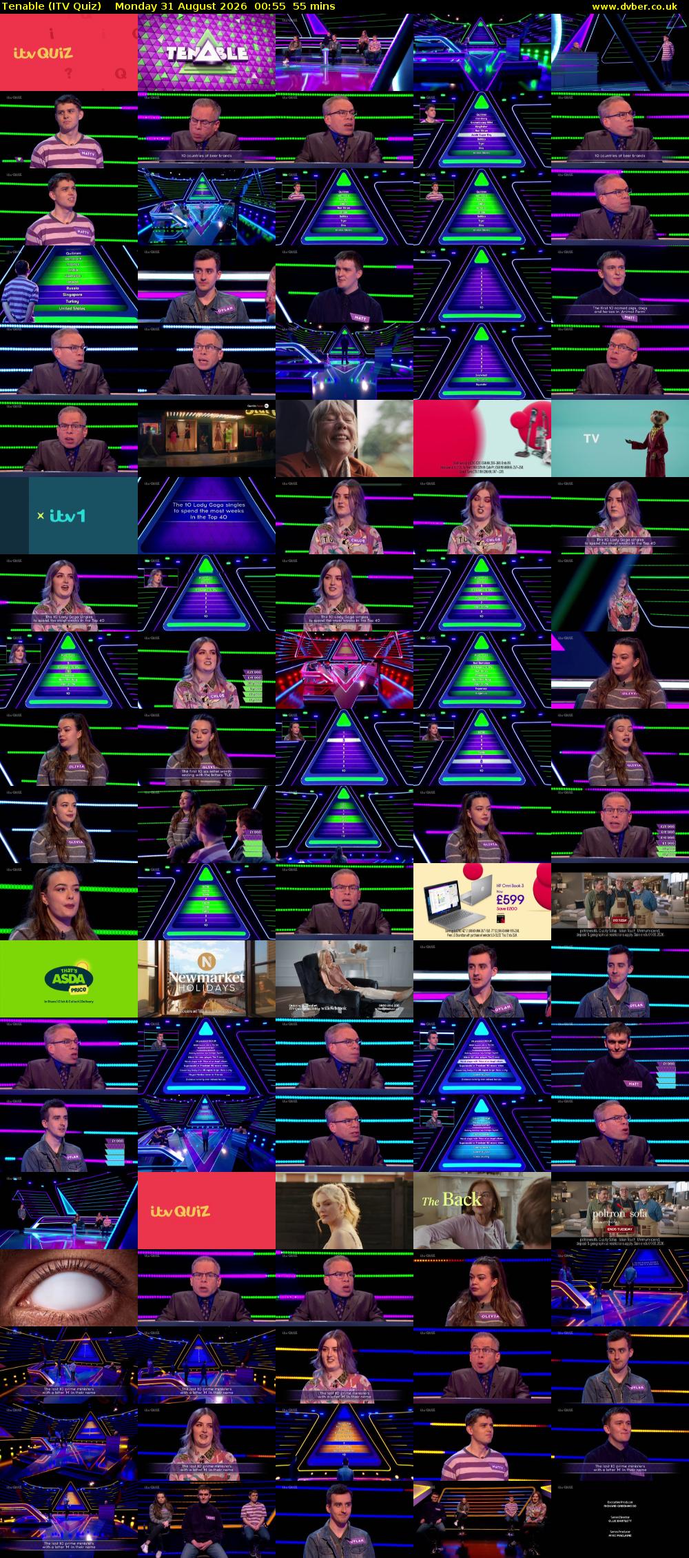 Tenable (ITV Quiz) Monday 31 August 2026 00:55 - 01:50