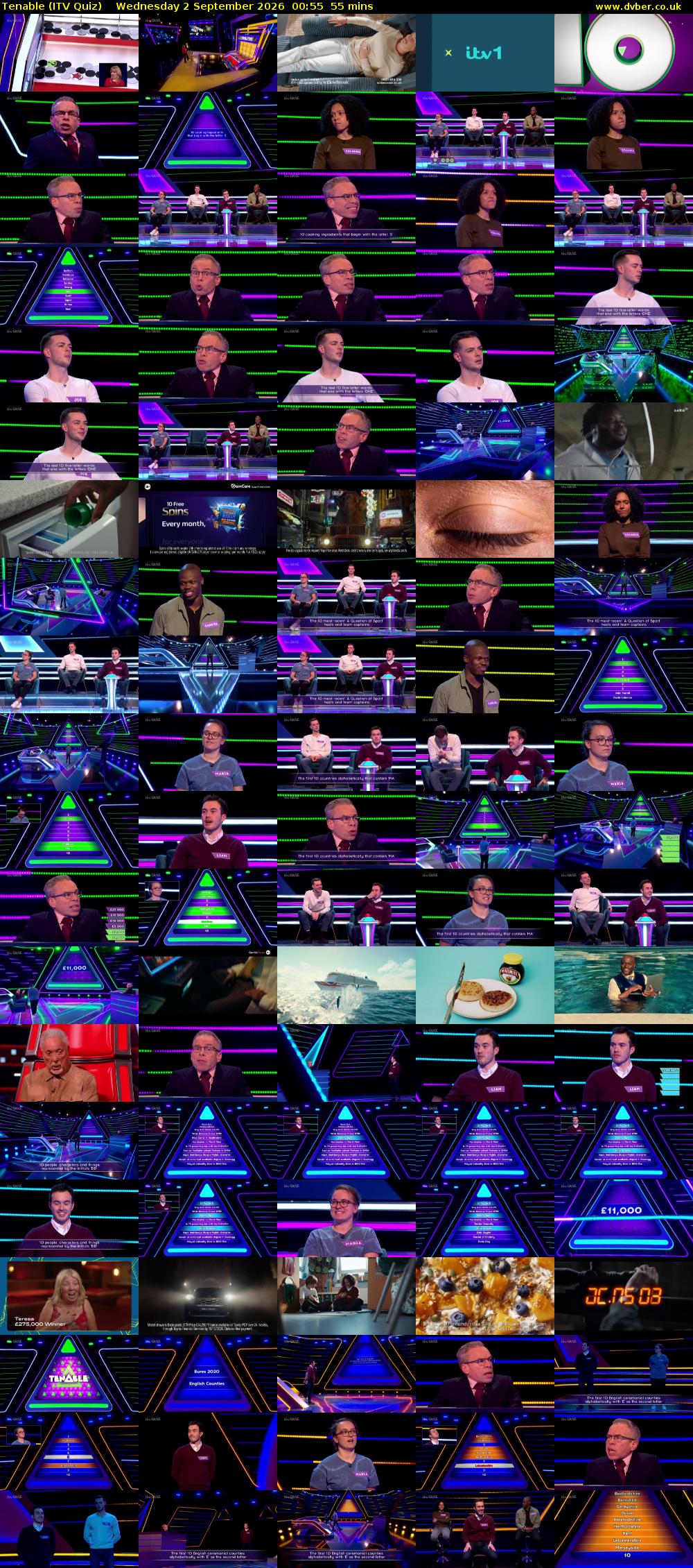 Tenable (ITV Quiz) Wednesday 2 September 2026 00:55 - 01:50