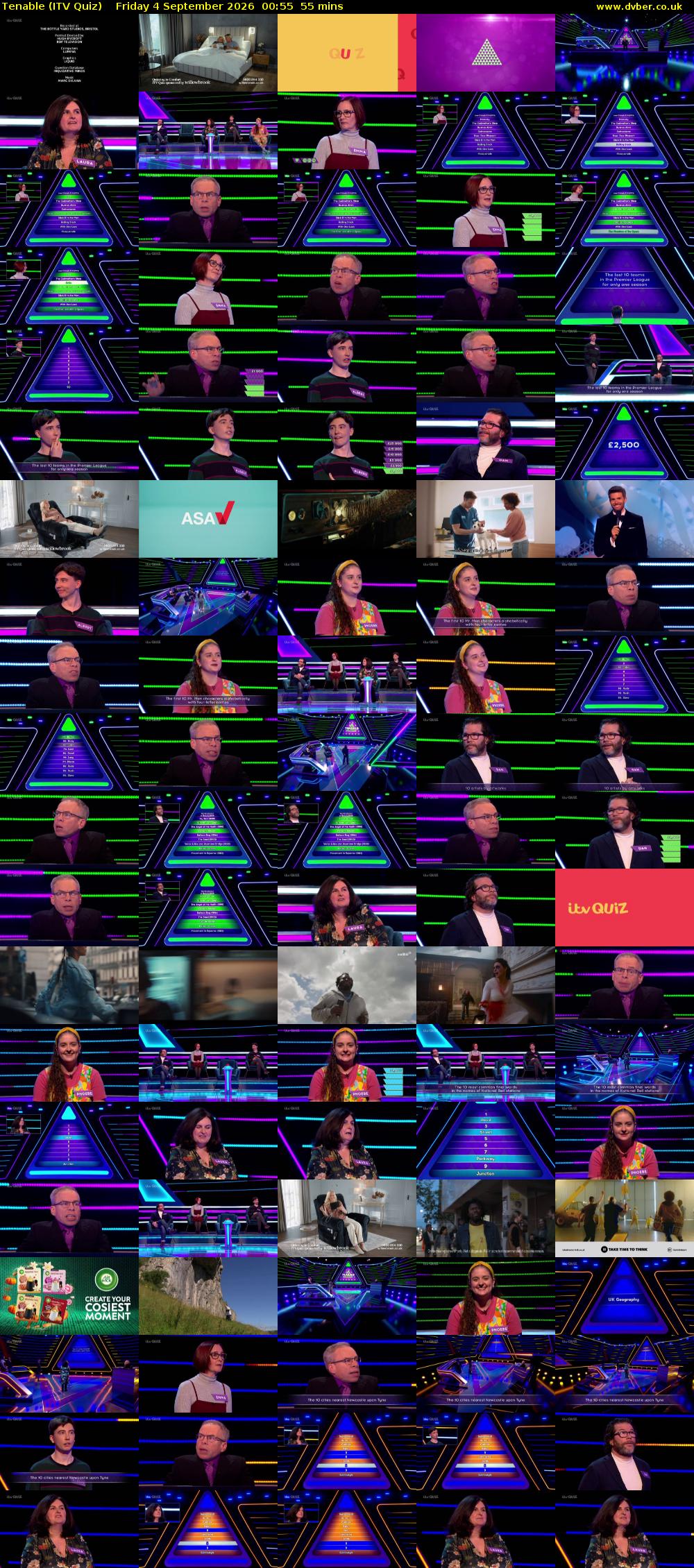 Tenable (ITV Quiz) Friday 4 September 2026 00:55 - 01:50