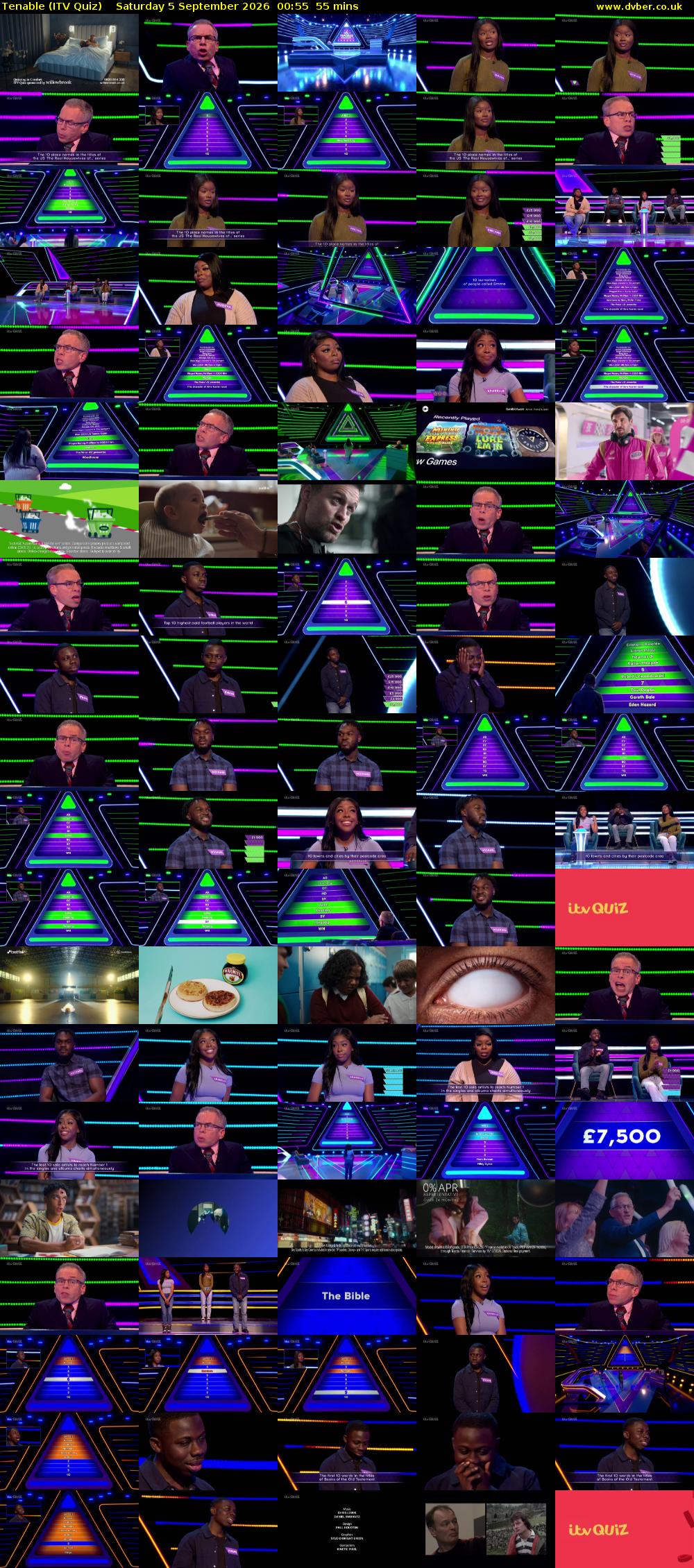 Tenable (ITV Quiz) Saturday 5 September 2026 00:55 - 01:50