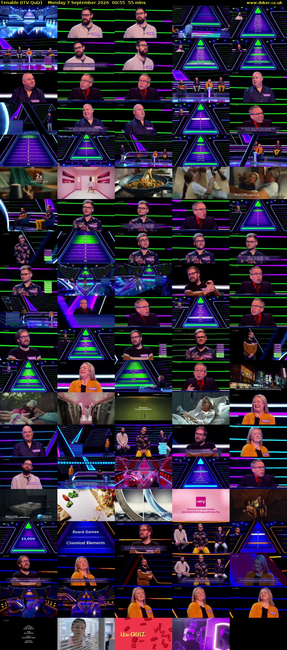 Tenable (ITV Quiz) Monday 7 September 2026 00:55 - 01:50