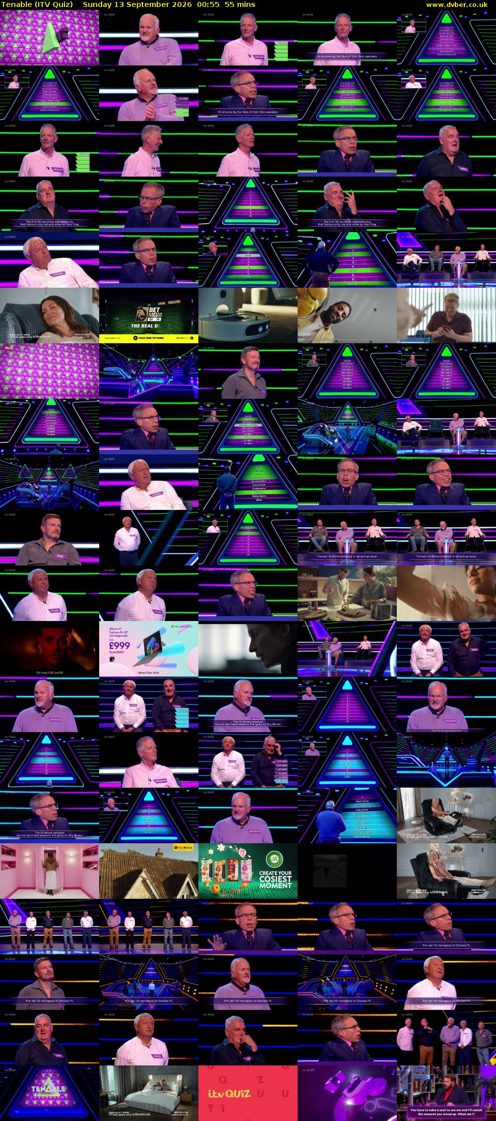 Tenable (ITV Quiz) Sunday 13 September 2026 00:55 - 01:50