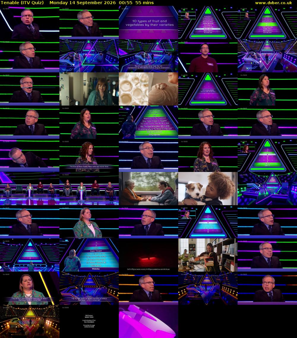 Tenable (ITV Quiz) Monday 14 September 2026 00:55 - 01:50