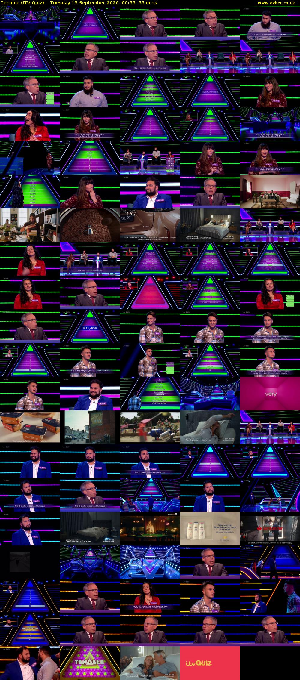 Tenable (ITV Quiz) Tuesday 15 September 2026 00:55 - 01:50