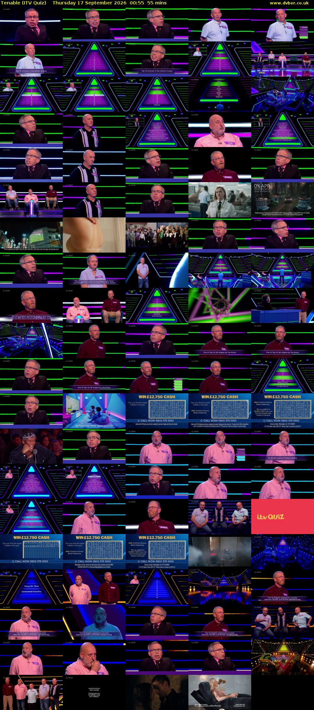 Tenable (ITV Quiz) Thursday 17 September 2026 00:55 - 01:50