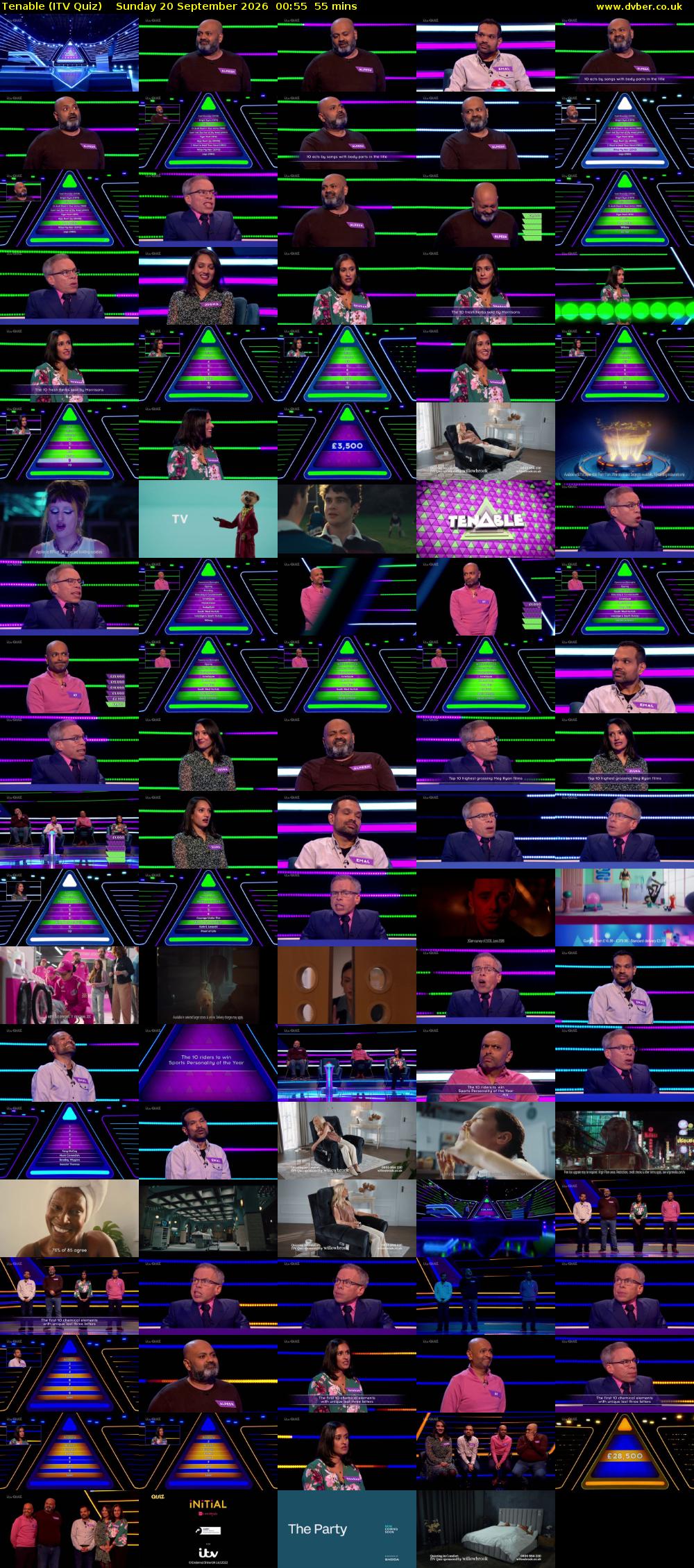 Tenable (ITV Quiz) Sunday 20 September 2026 00:55 - 01:50