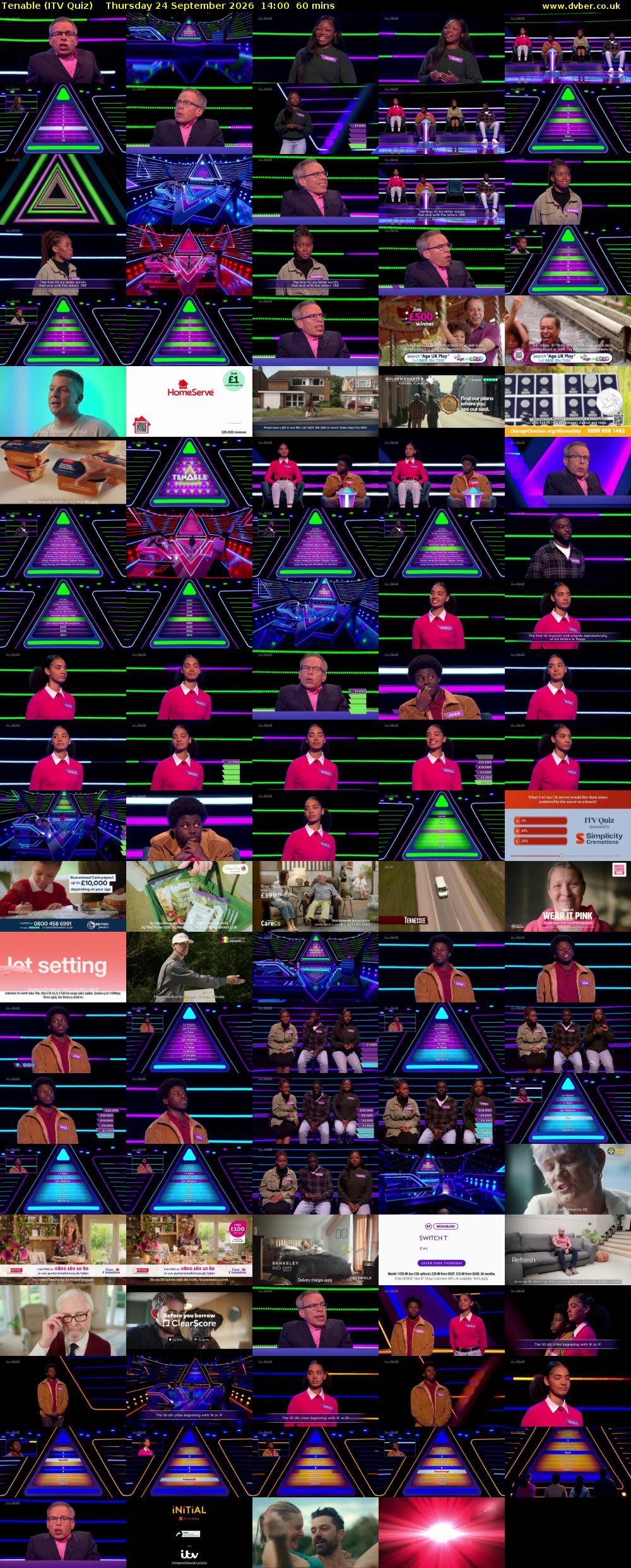 Tenable (ITV Quiz) Thursday 24 September 2026 14:00 - 15:00