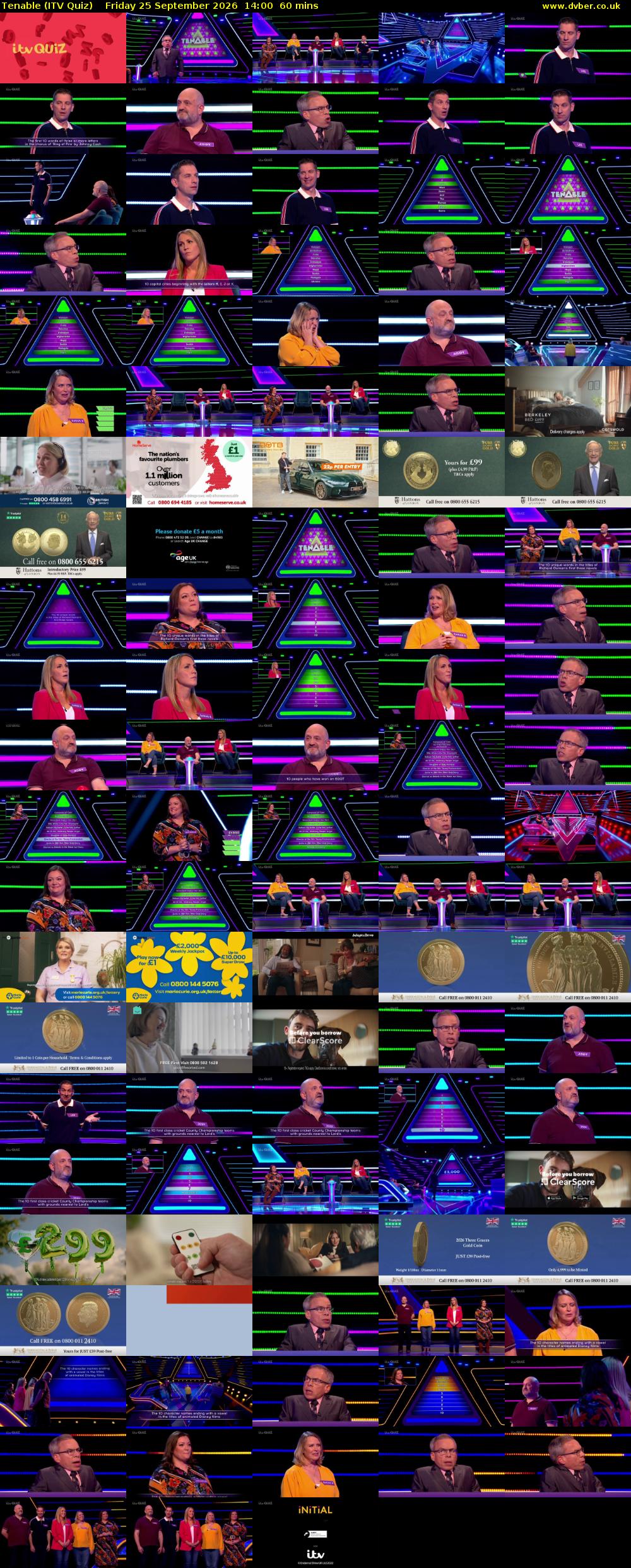 Tenable (ITV Quiz) Friday 25 September 2026 14:00 - 15:00