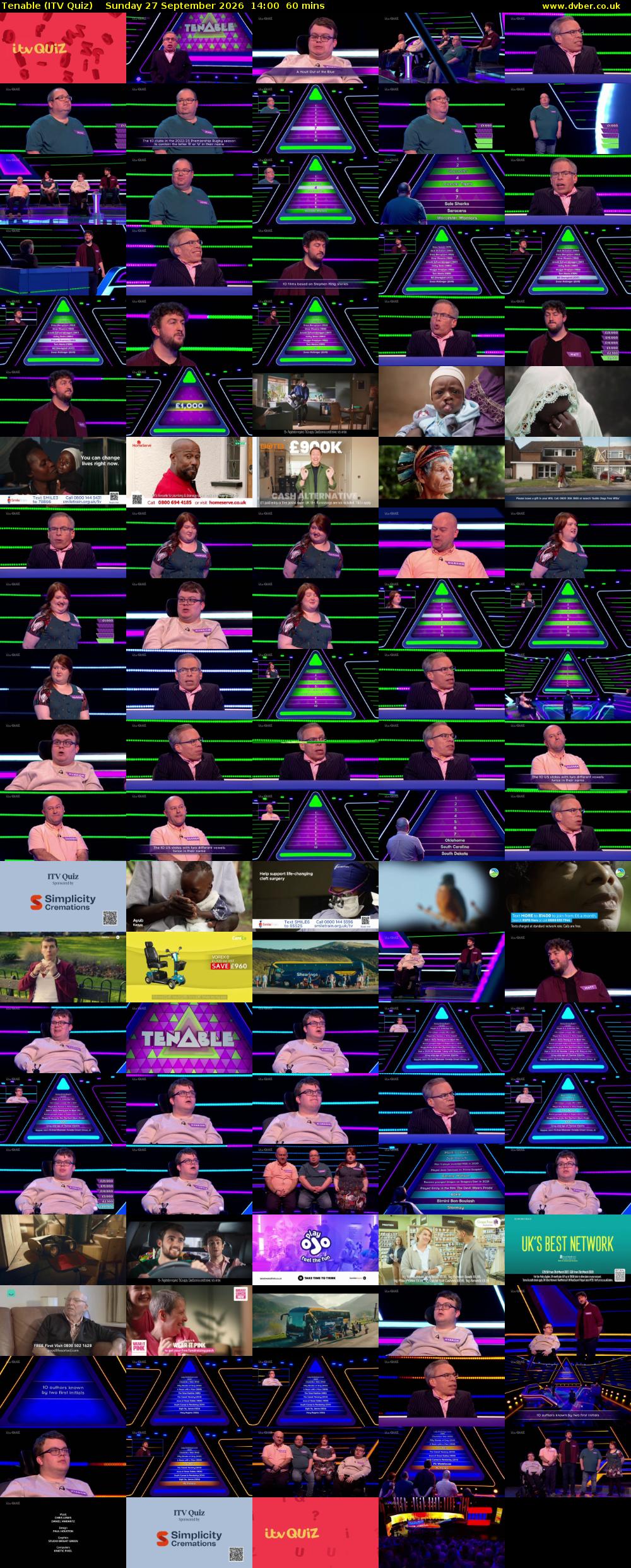 Tenable (ITV Quiz) Sunday 27 September 2026 14:00 - 15:00