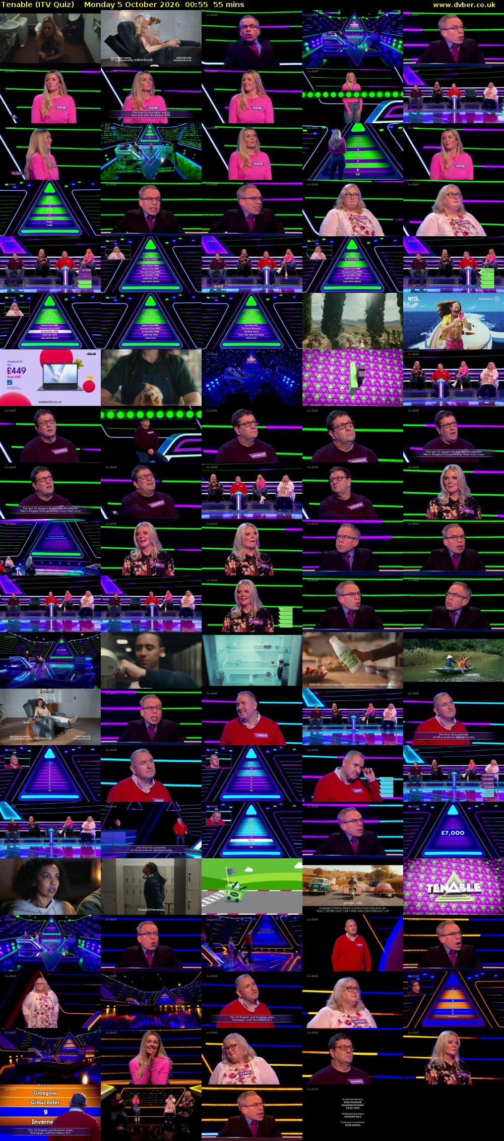 Tenable (ITV Quiz) Monday 5 October 2026 00:55 - 01:50