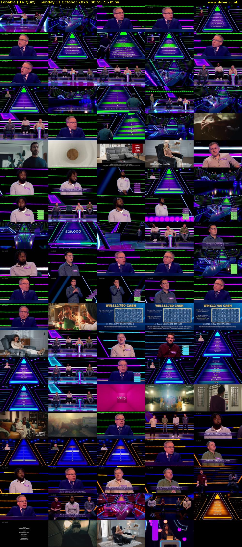Tenable (ITV Quiz) Sunday 11 October 2026 00:55 - 01:50