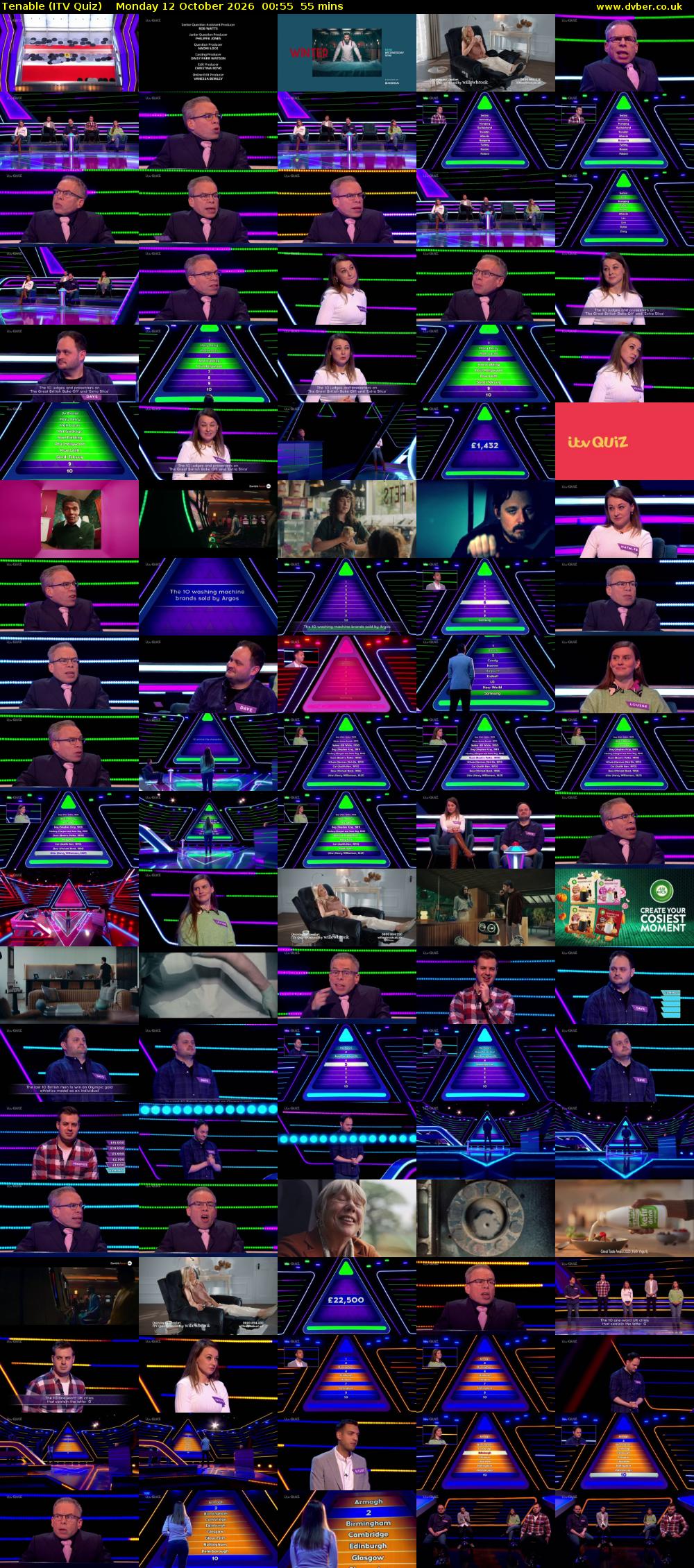 Tenable (ITV Quiz) Monday 12 October 2026 00:55 - 01:50