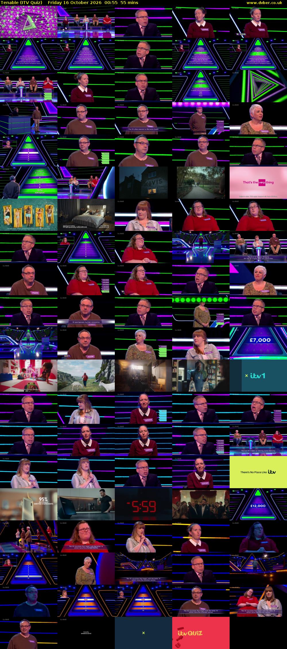 Tenable (ITV Quiz) Friday 16 October 2026 00:55 - 01:50