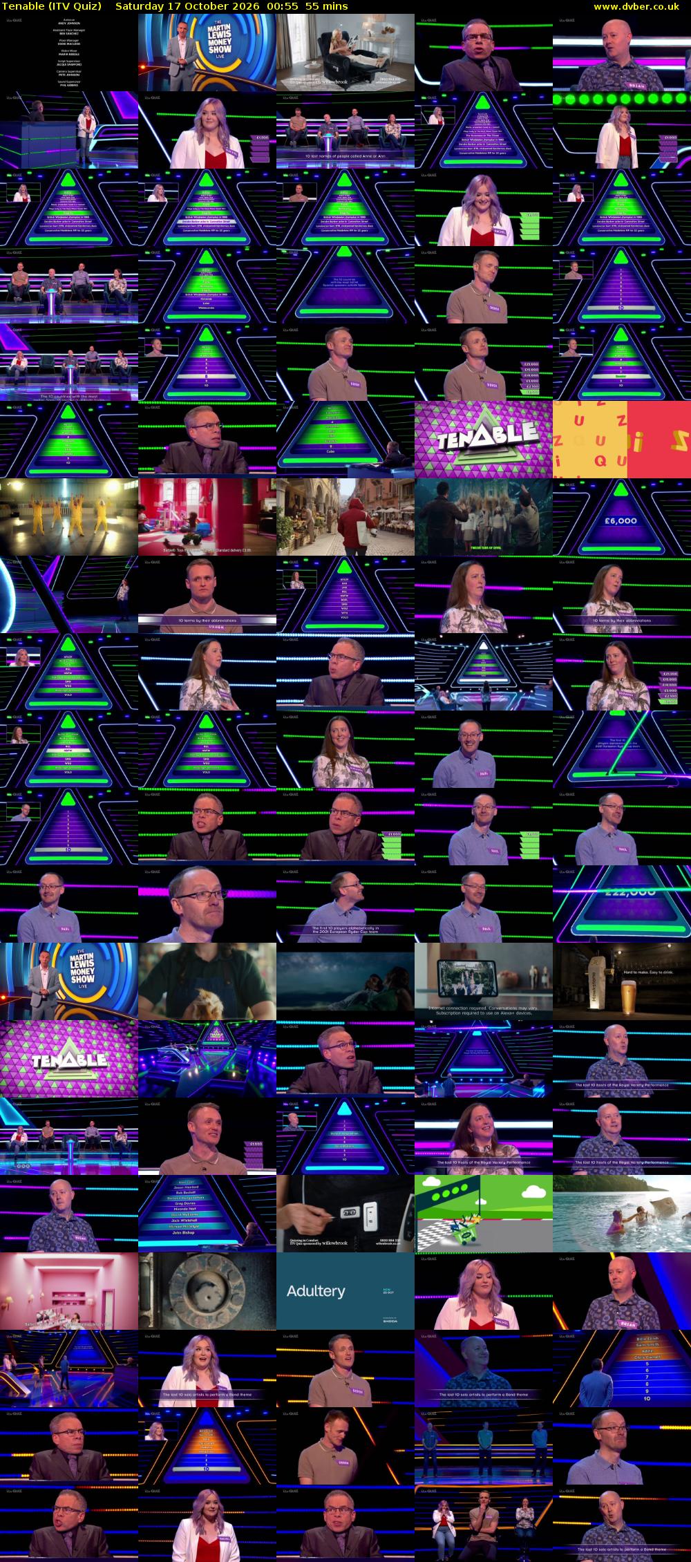 Tenable (ITV Quiz) Saturday 17 October 2026 00:55 - 01:50