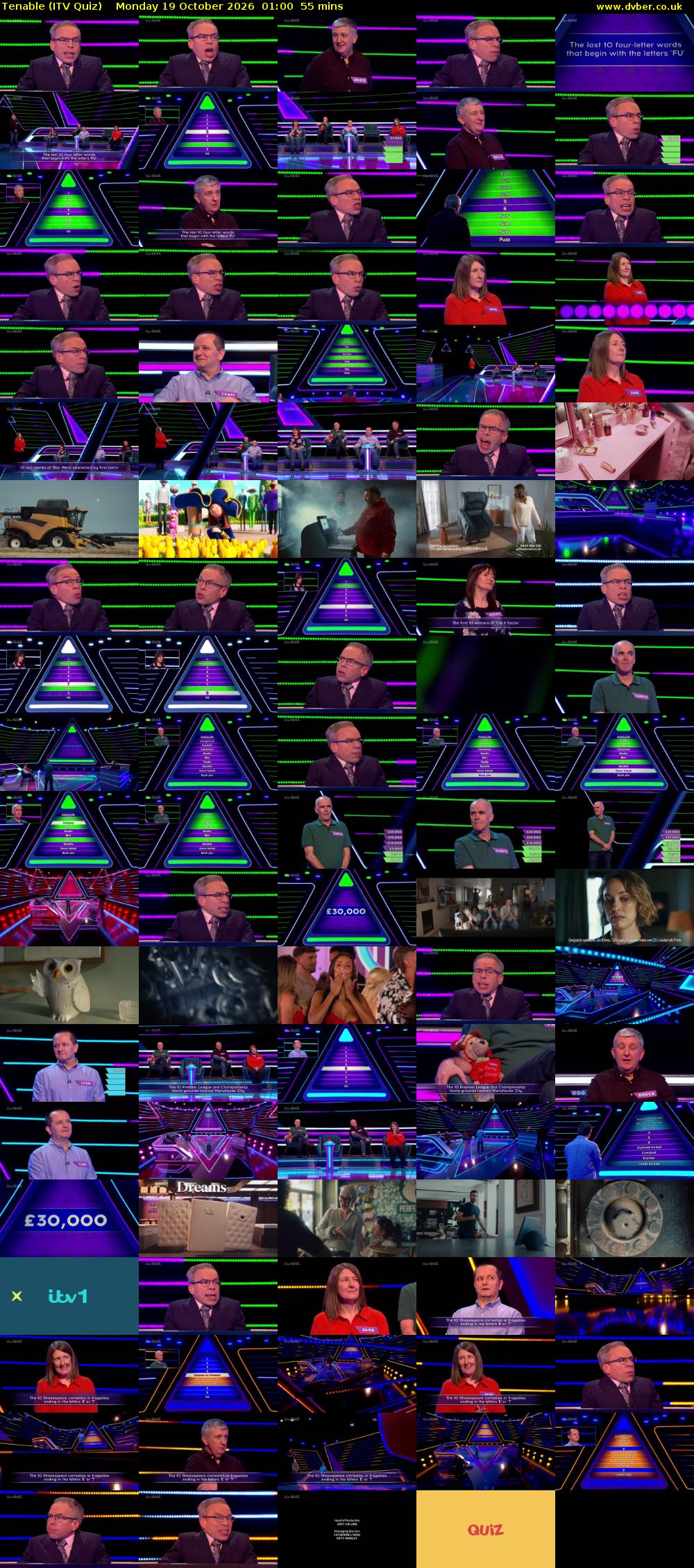 Tenable (ITV Quiz) Monday 19 October 2026 01:00 - 01:55