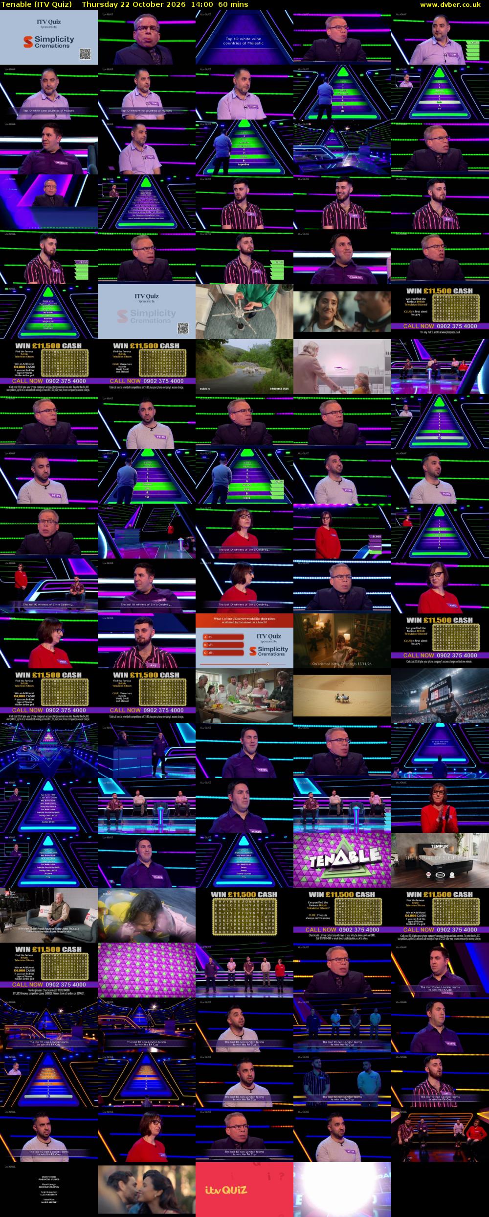 Tenable (ITV Quiz) Thursday 22 October 2026 14:00 - 15:00