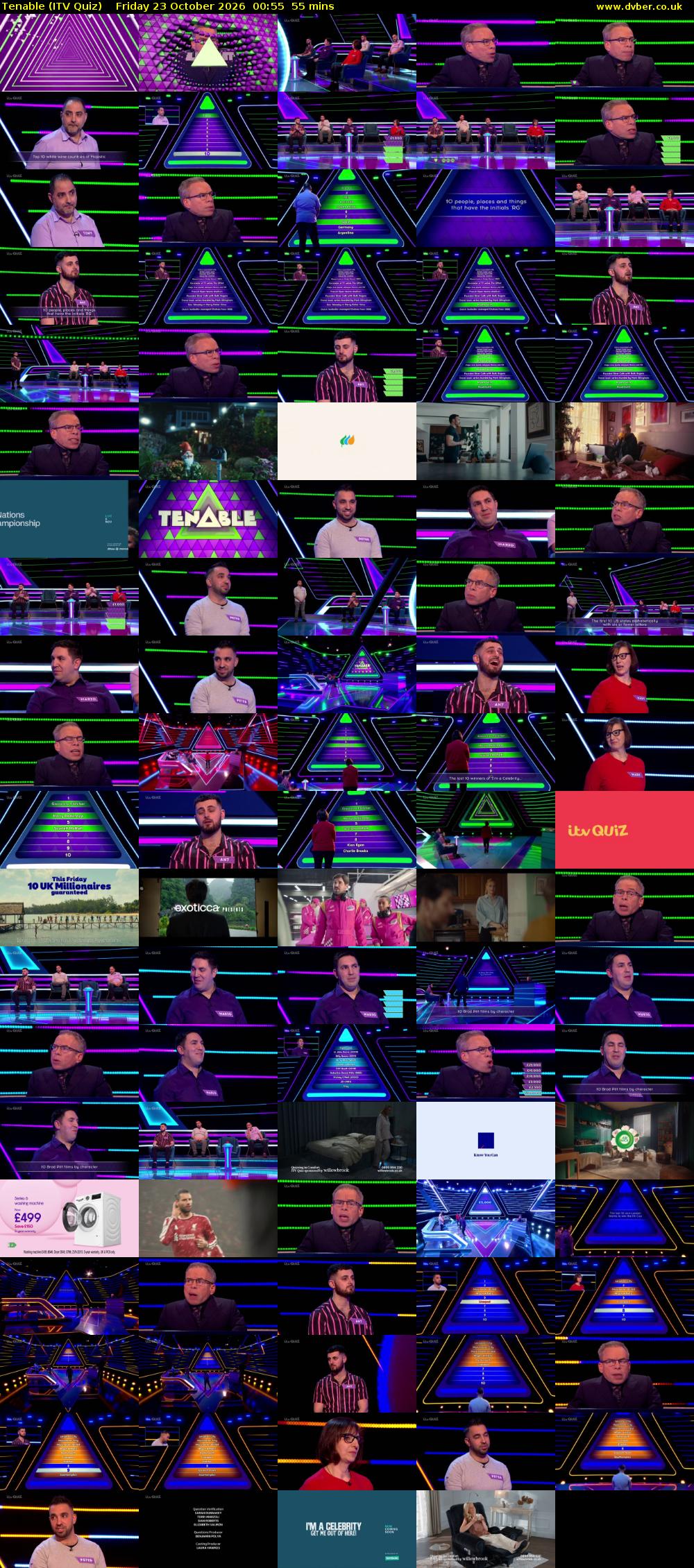Tenable (ITV Quiz) Friday 23 October 2026 00:55 - 01:50