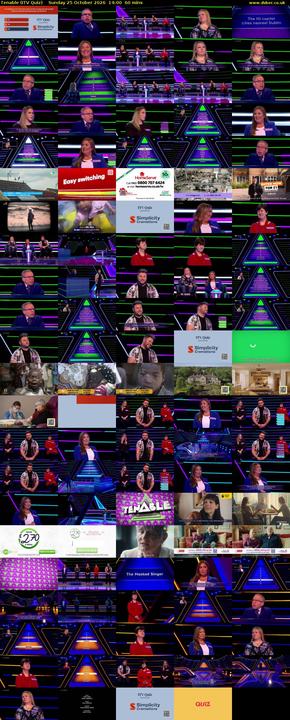 Tenable (ITV Quiz) Sunday 25 October 2026 14:00 - 15:00
