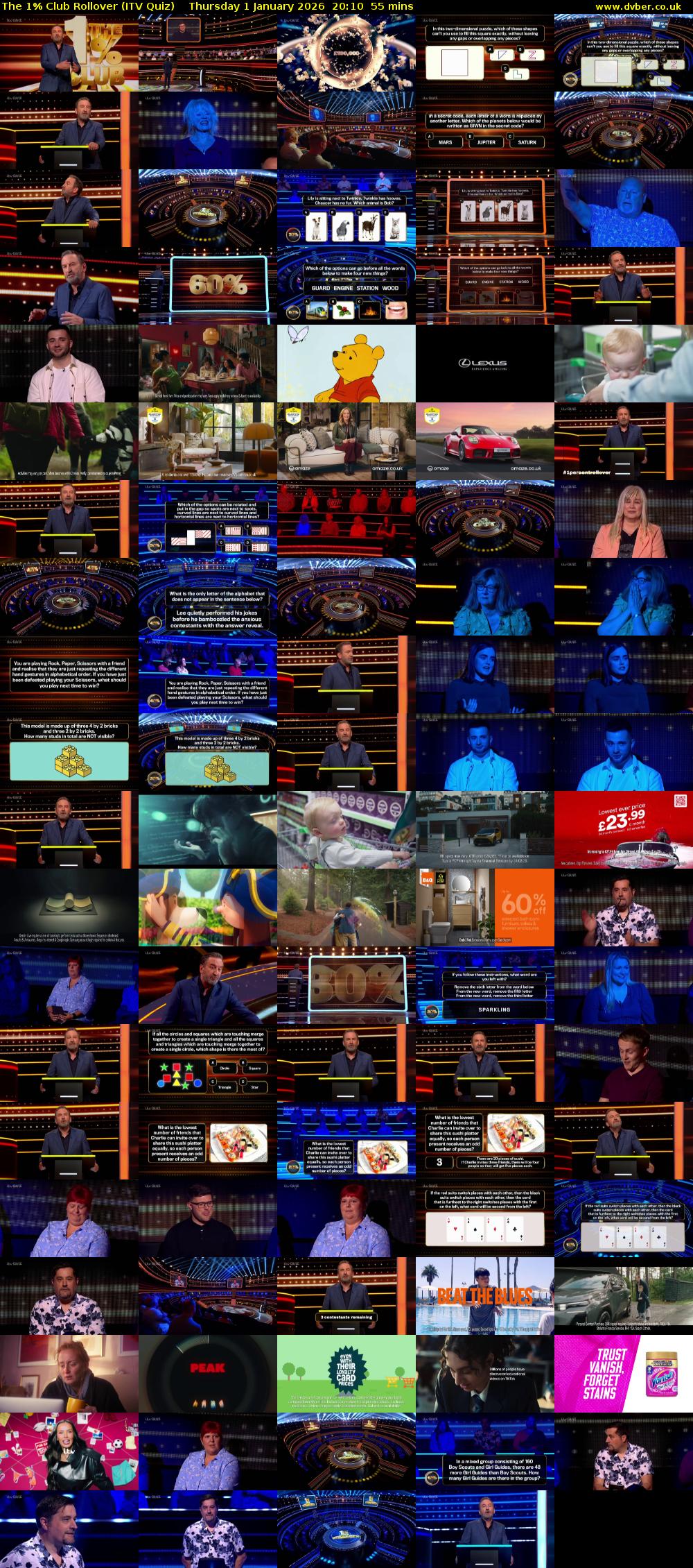 The 1% Club Rollover (ITV Quiz) Thursday 1 January 2026 20:10 - 21:05