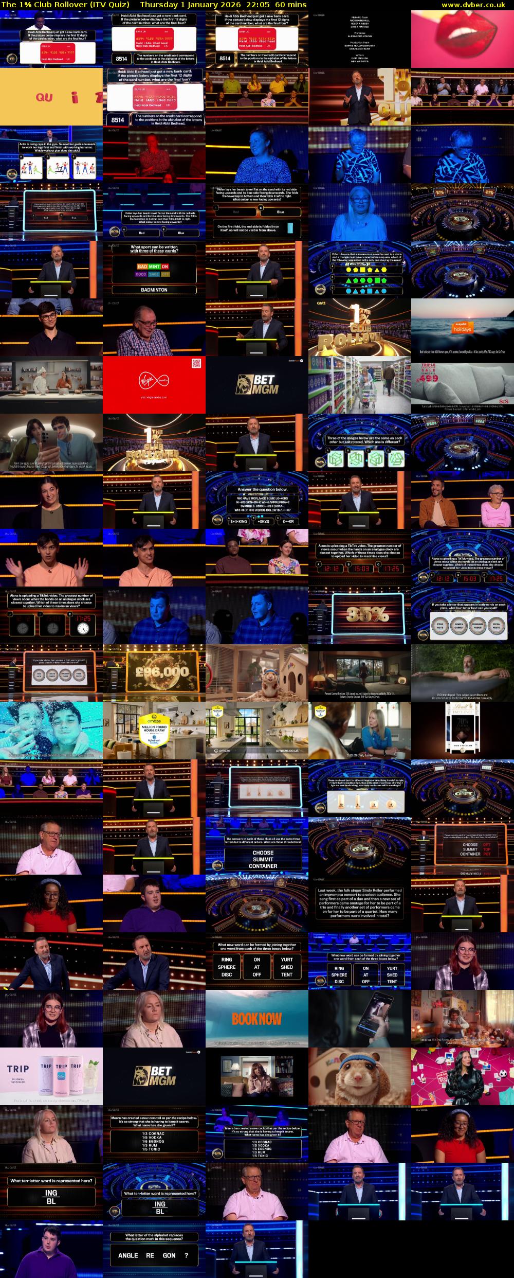 The 1% Club Rollover (ITV Quiz) Thursday 1 January 2026 22:05 - 23:05