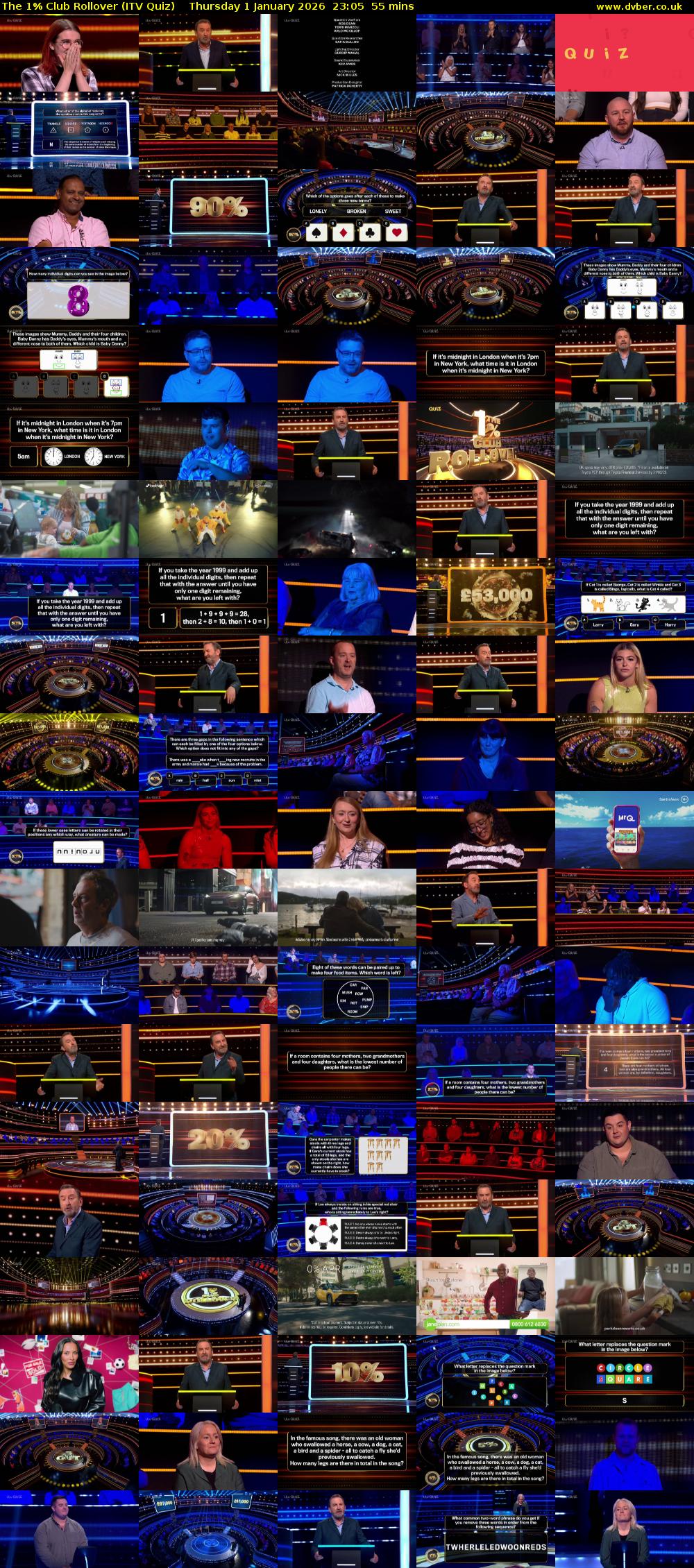 The 1% Club Rollover (ITV Quiz) Thursday 1 January 2026 23:05 - 00:00