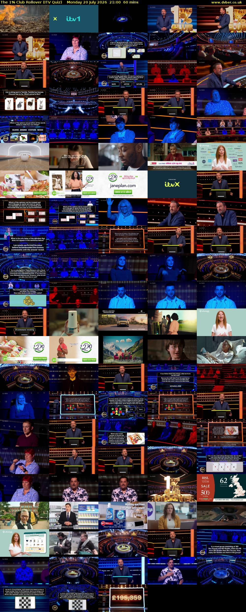 The 1% Club Rollover (ITV Quiz) Monday 20 July 2026 21:00 - 22:00