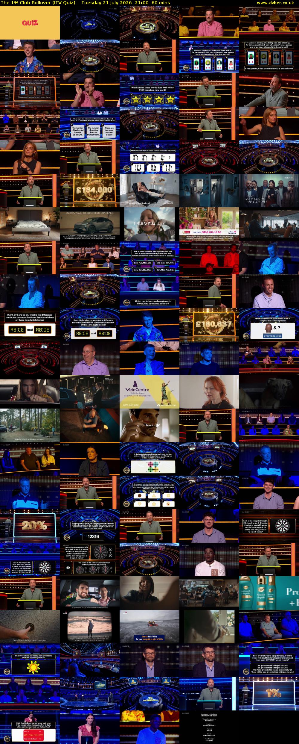 The 1% Club Rollover (ITV Quiz) Tuesday 21 July 2026 21:00 - 22:00