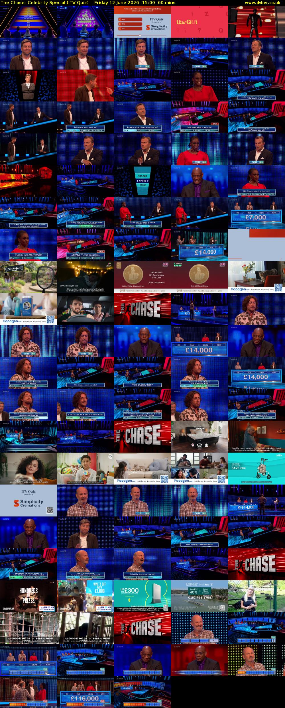 The Chase: Celebrity Special (ITV Quiz) Friday 12 June 2026 15:00 - 16:00