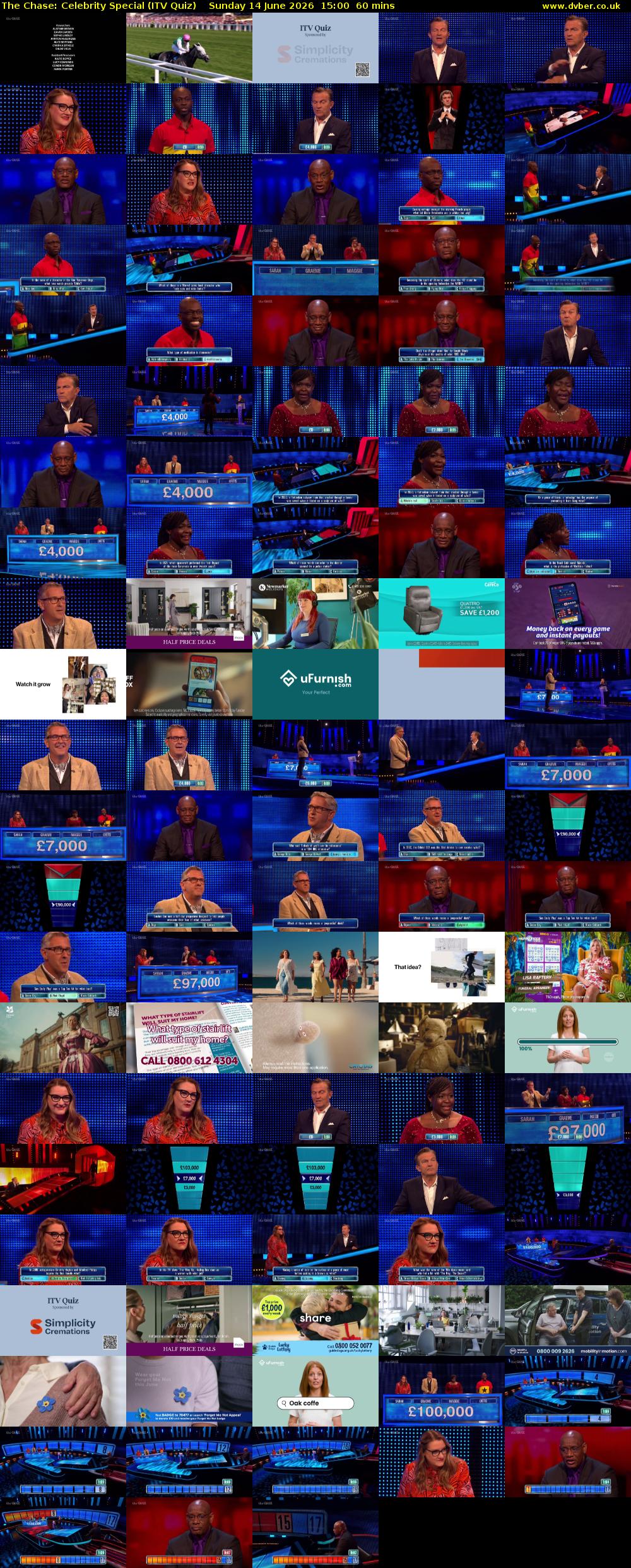 The Chase: Celebrity Special (ITV Quiz) Sunday 14 June 2026 15:00 - 16:00