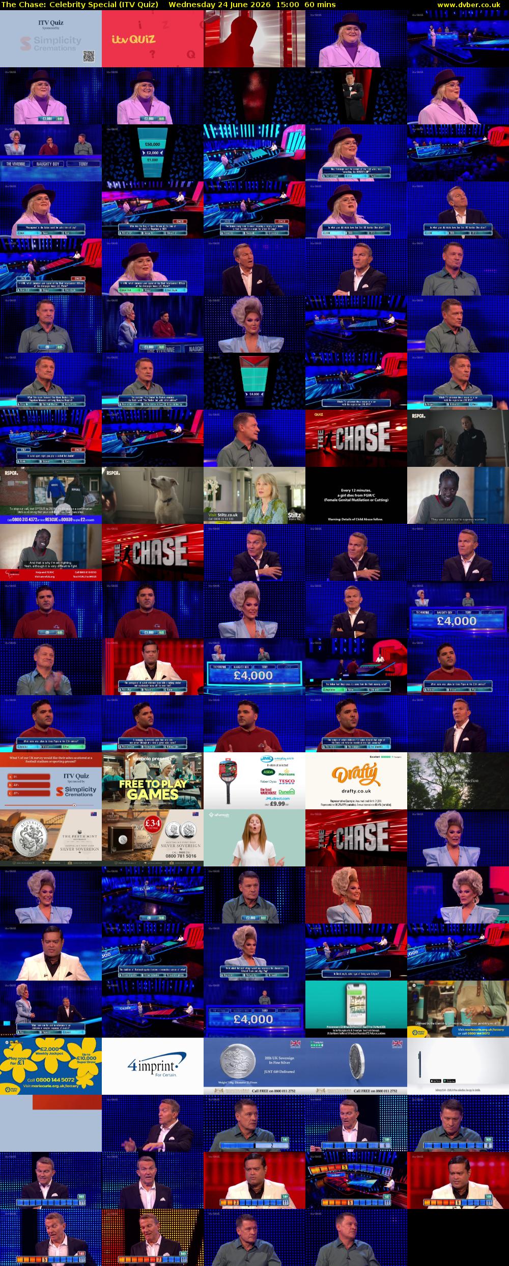 The Chase: Celebrity Special (ITV Quiz) Wednesday 24 June 2026 15:00 - 16:00