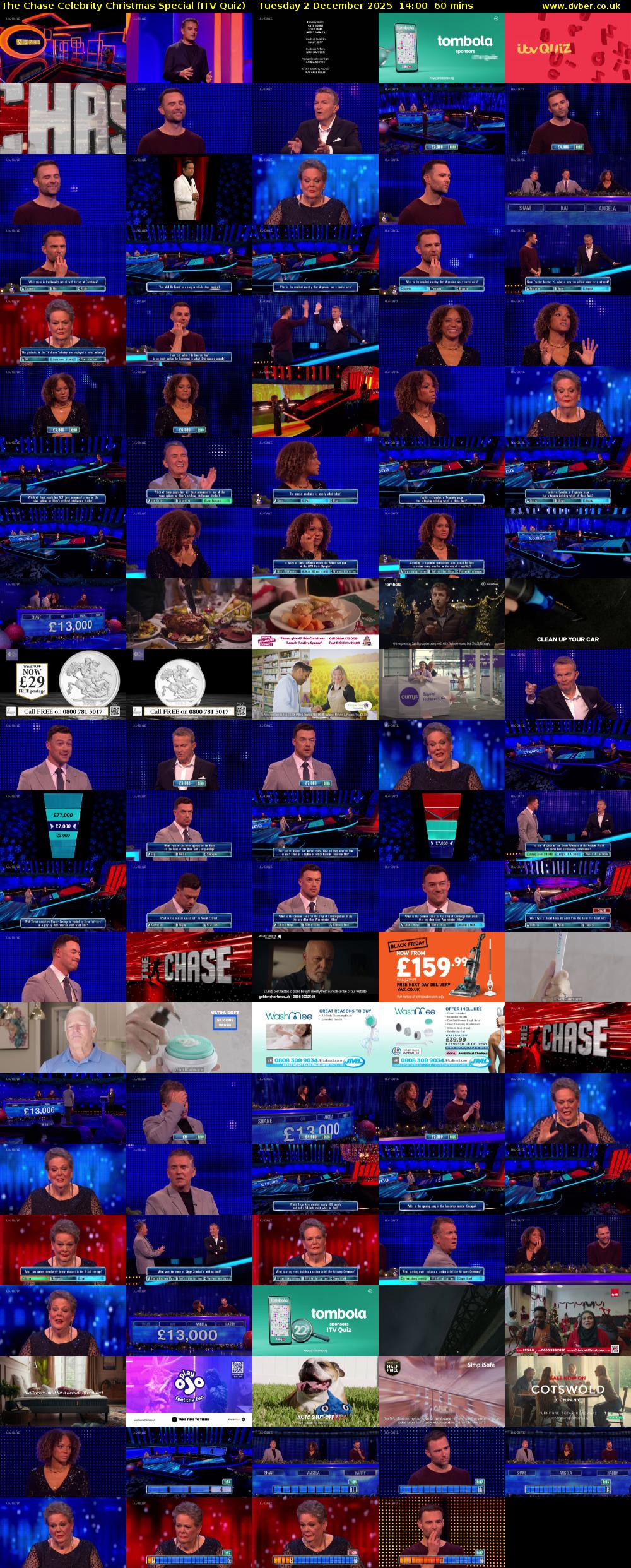 The Chase Celebrity Christmas Special (ITV Quiz) Tuesday 2 December 2025 14:00 - 15:00