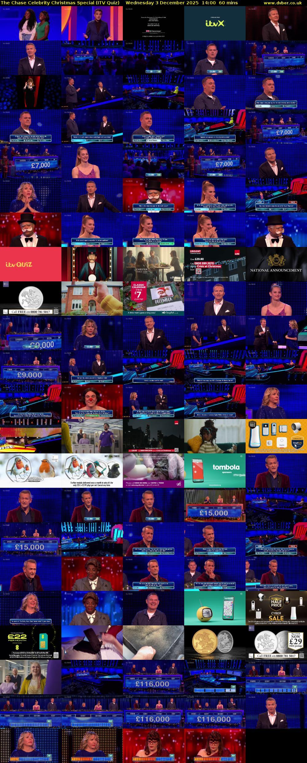 The Chase Celebrity Christmas Special (ITV Quiz) Wednesday 3 December 2025 14:00 - 15:00