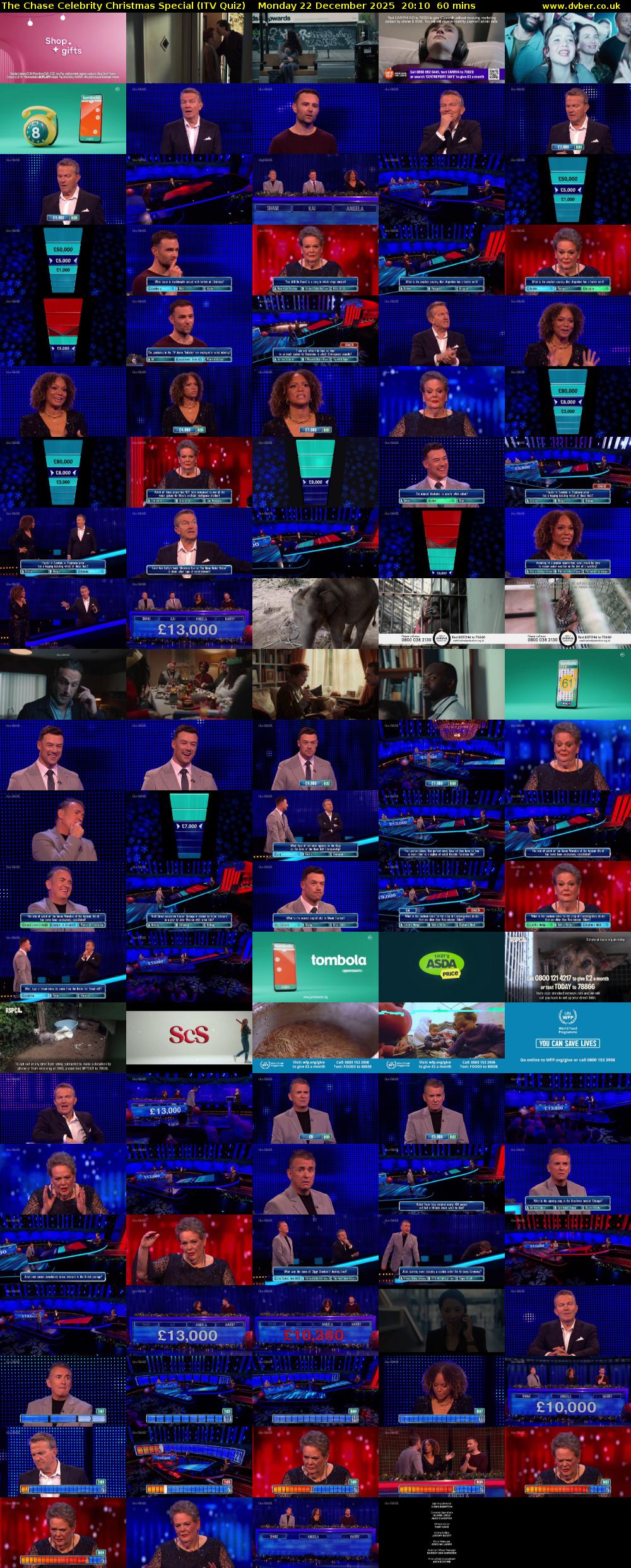 The Chase Celebrity Christmas Special (ITV Quiz) Monday 22 December 2025 20:10 - 21:10