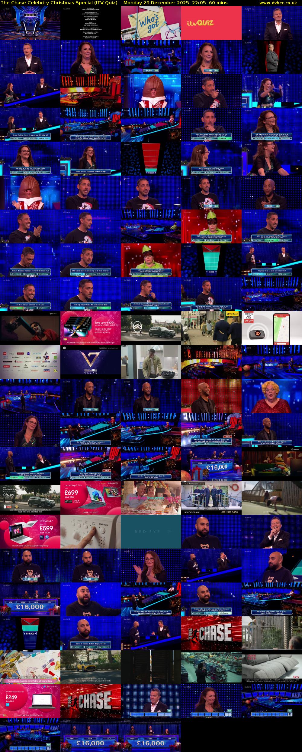 The Chase Celebrity Christmas Special (ITV Quiz) Monday 29 December 2025 22:05 - 23:05