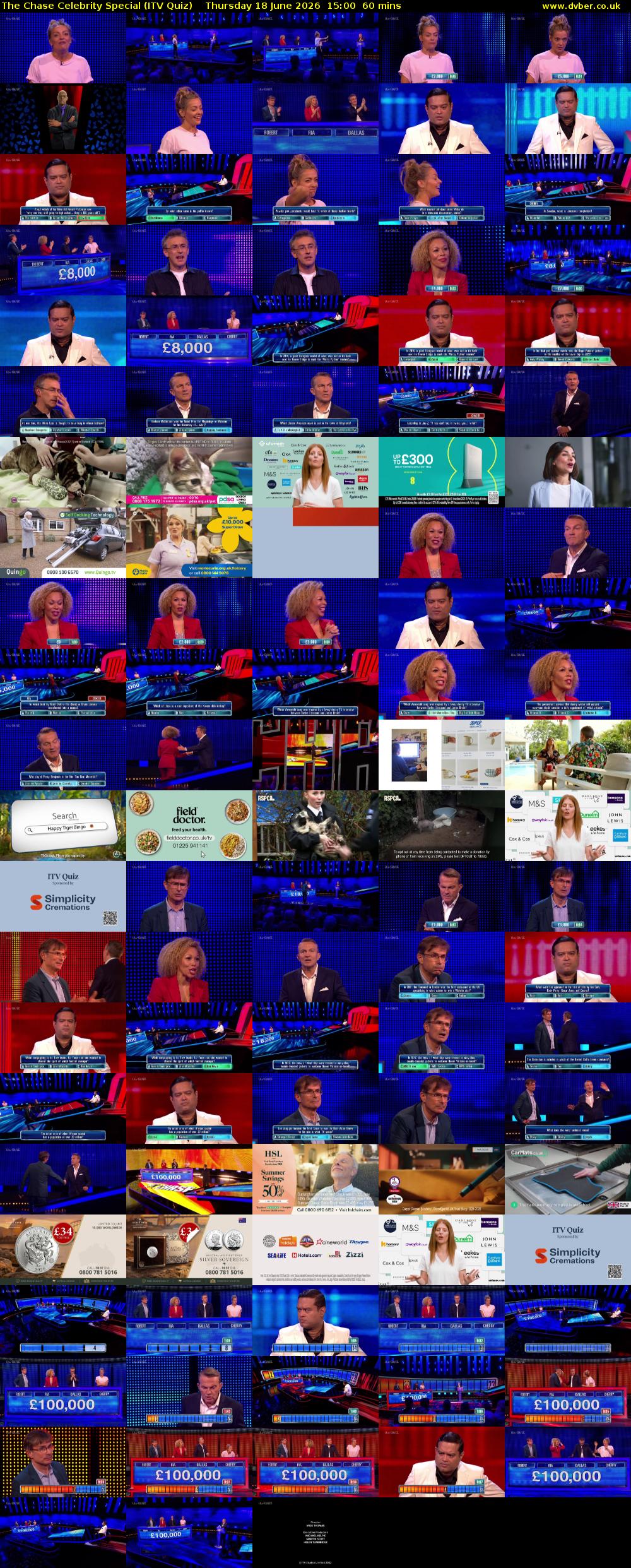 The Chase Celebrity Special (ITV Quiz) Thursday 18 June 2026 15:00 - 16:00