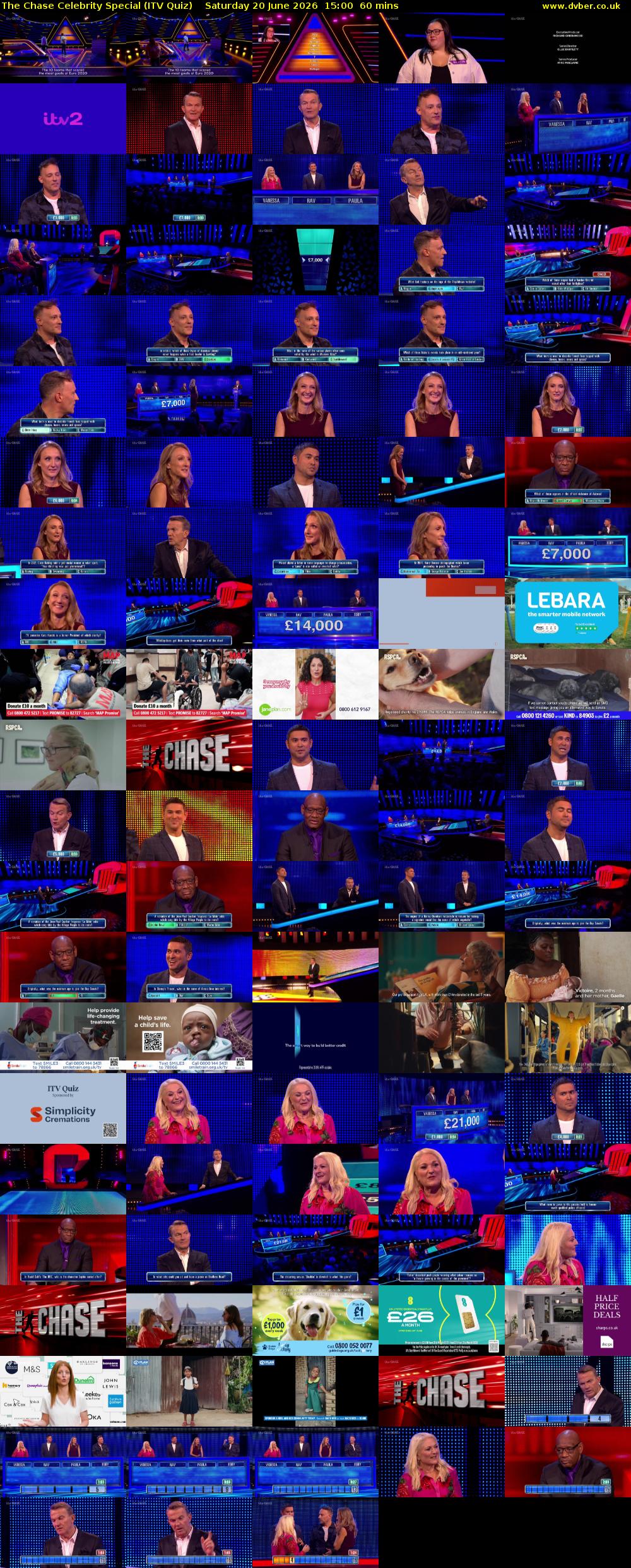 The Chase Celebrity Special (ITV Quiz) Saturday 20 June 2026 15:00 - 16:00