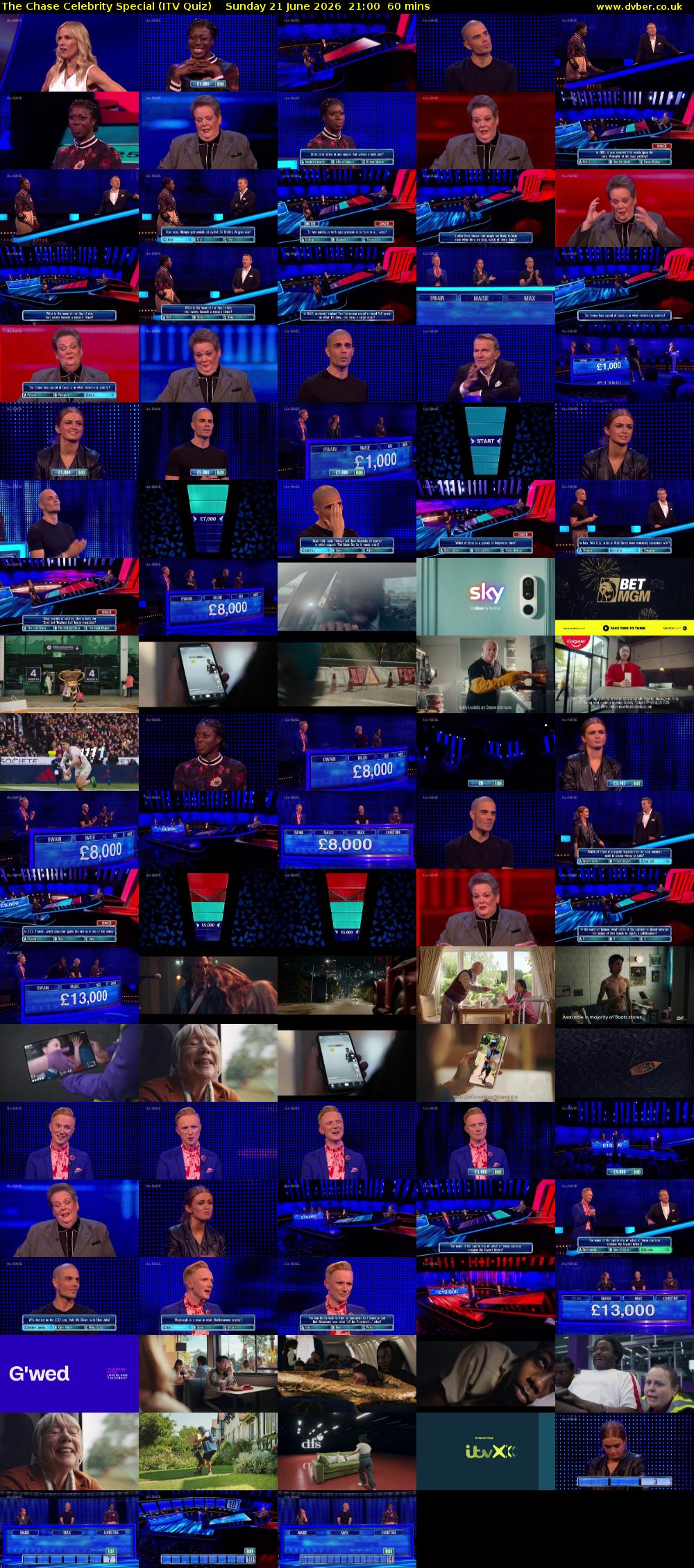 The Chase Celebrity Special (ITV Quiz) Sunday 21 June 2026 21:00 - 22:00