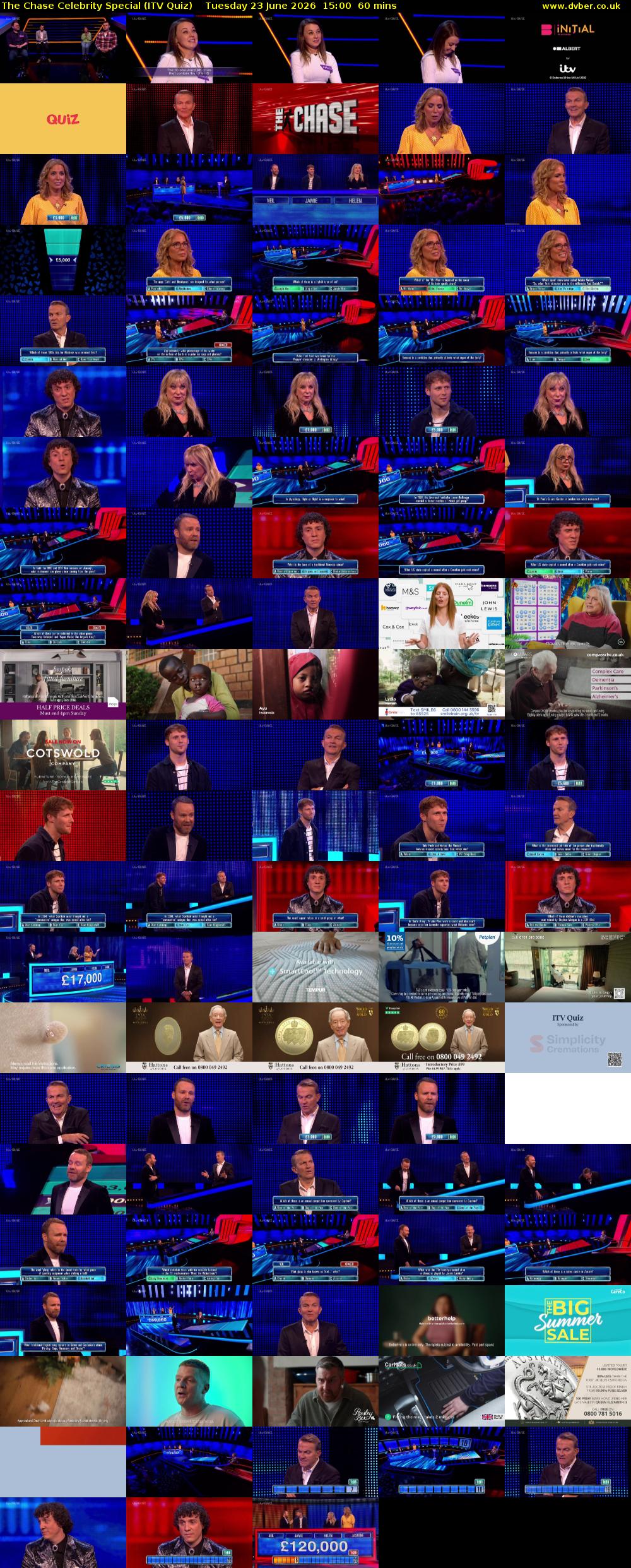 The Chase Celebrity Special (ITV Quiz) Tuesday 23 June 2026 15:00 - 16:00