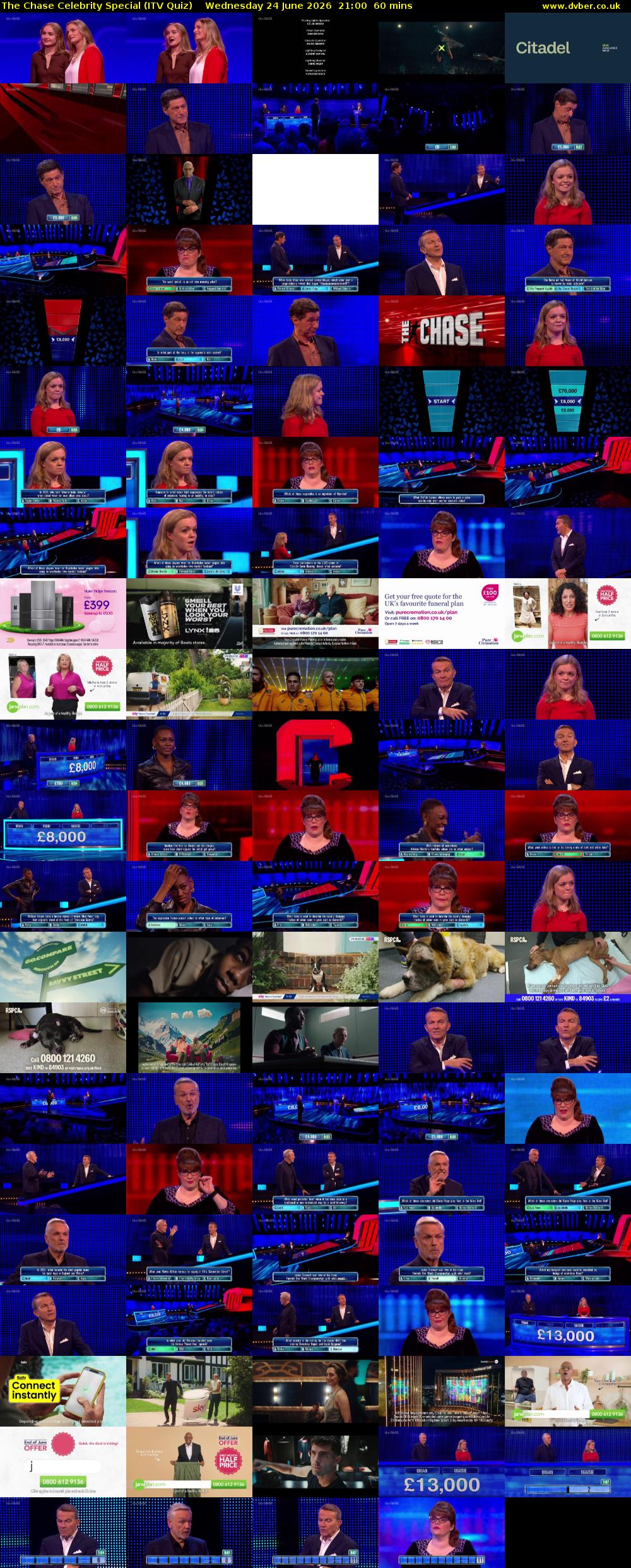 The Chase Celebrity Special (ITV Quiz) Wednesday 24 June 2026 21:00 - 22:00