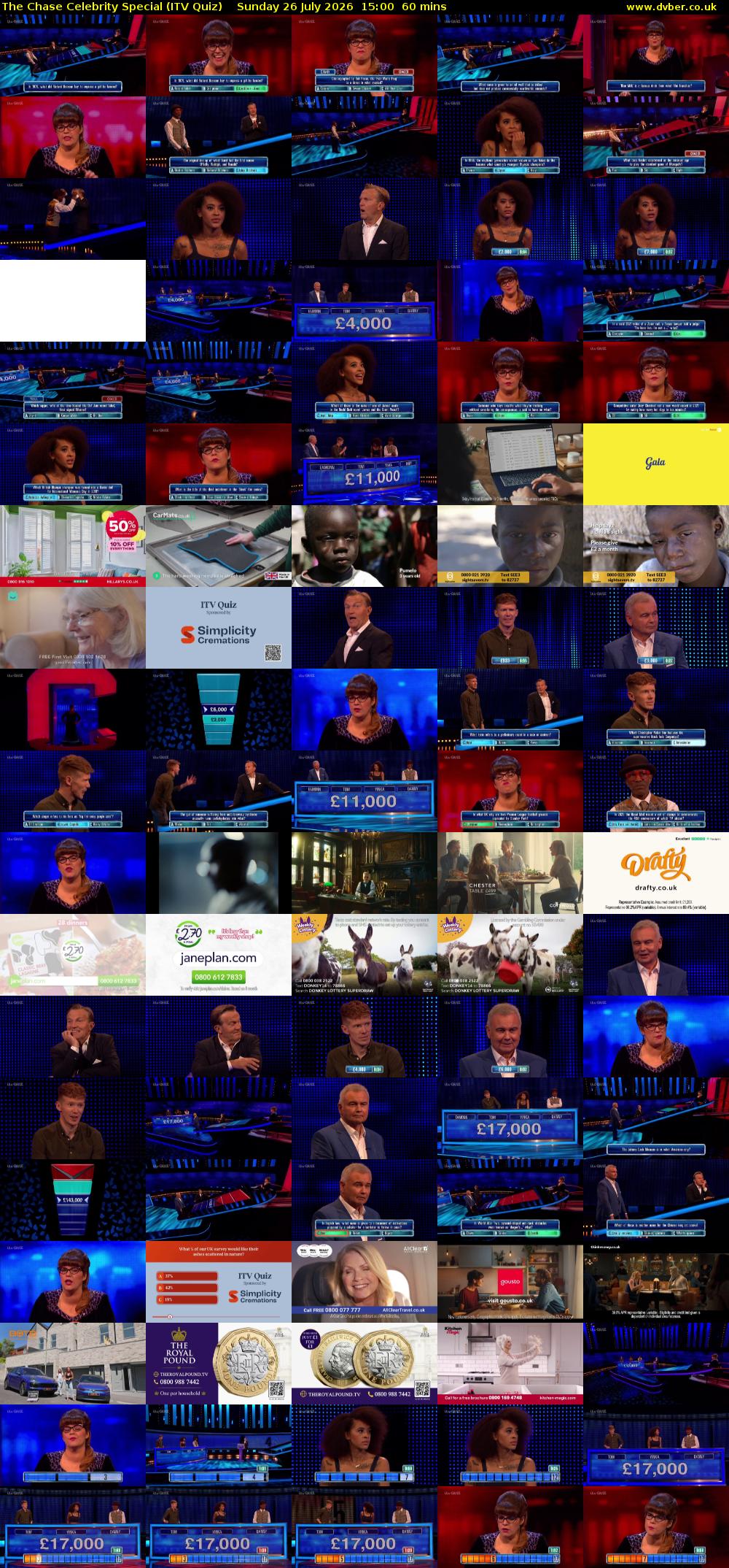 The Chase Celebrity Special (ITV Quiz) Sunday 26 July 2026 15:00 - 16:00