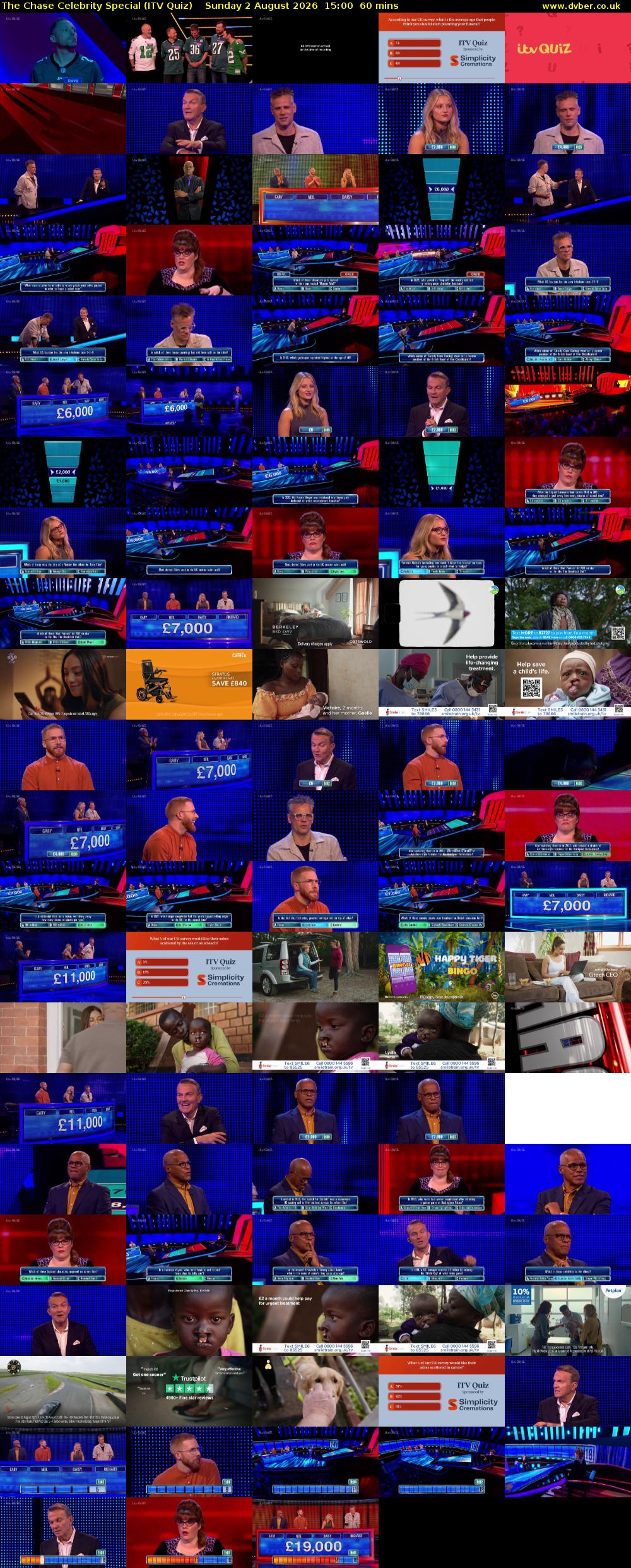 The Chase Celebrity Special (ITV Quiz) Sunday 2 August 2026 15:00 - 16:00