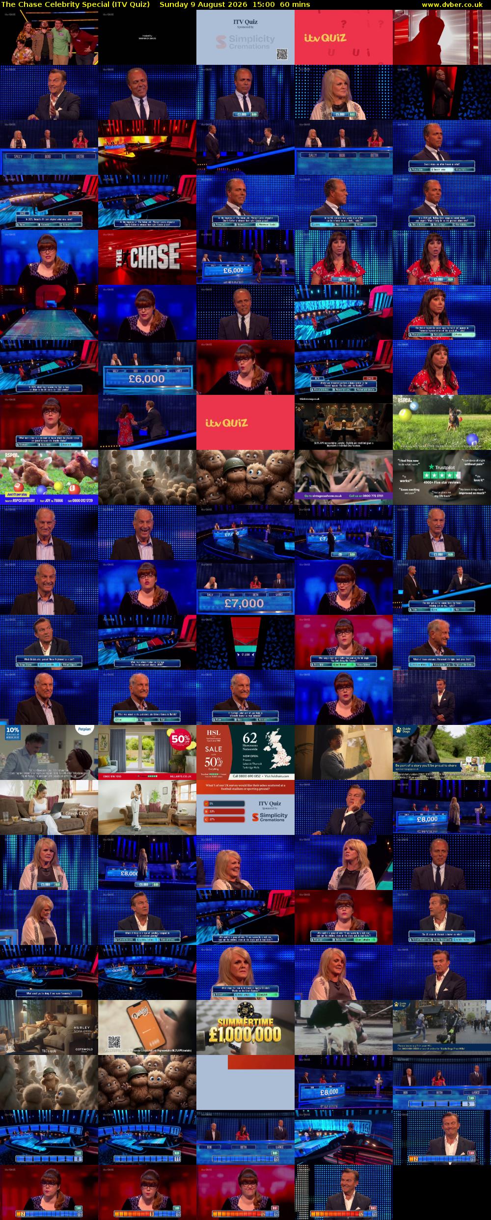 The Chase Celebrity Special (ITV Quiz) Sunday 9 August 2026 15:00 - 16:00