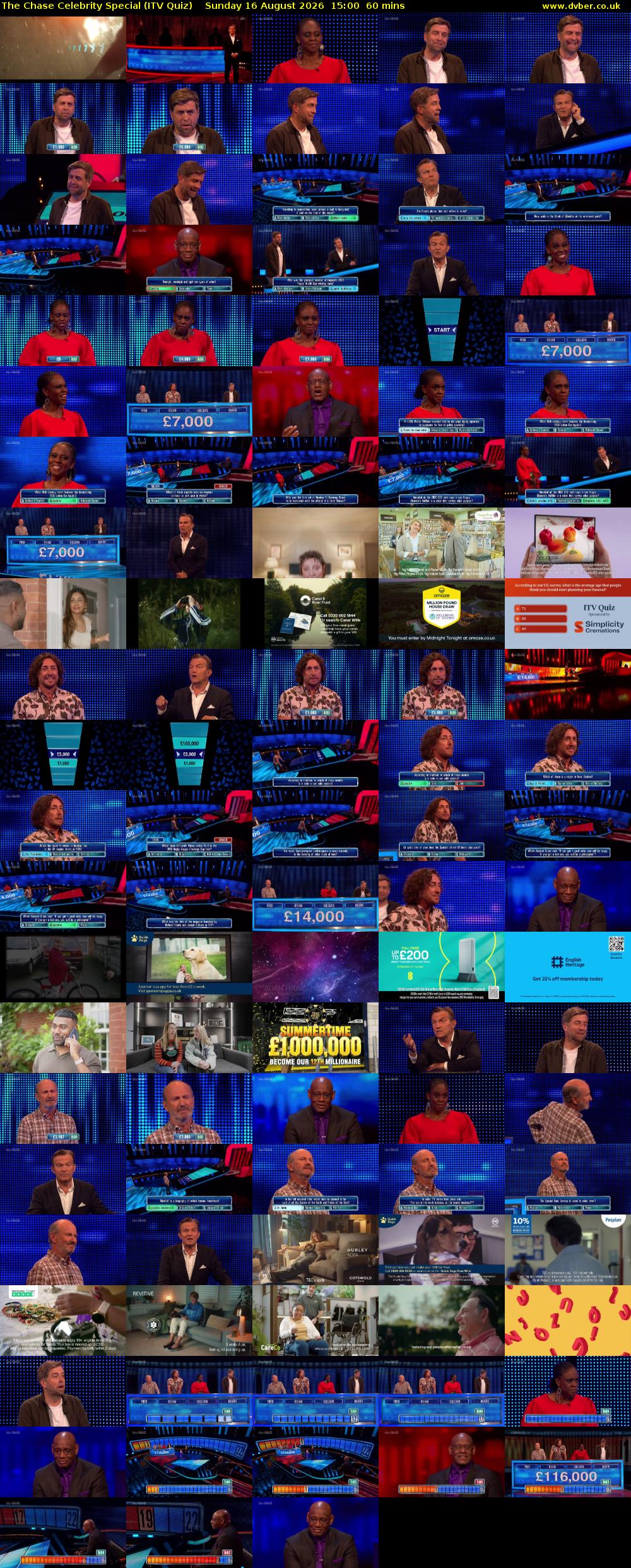 The Chase Celebrity Special (ITV Quiz) Sunday 16 August 2026 15:00 - 16:00