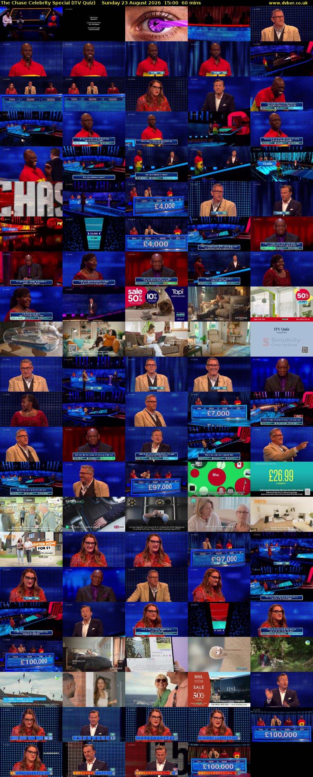 The Chase Celebrity Special (ITV Quiz) Sunday 23 August 2026 15:00 - 16:00