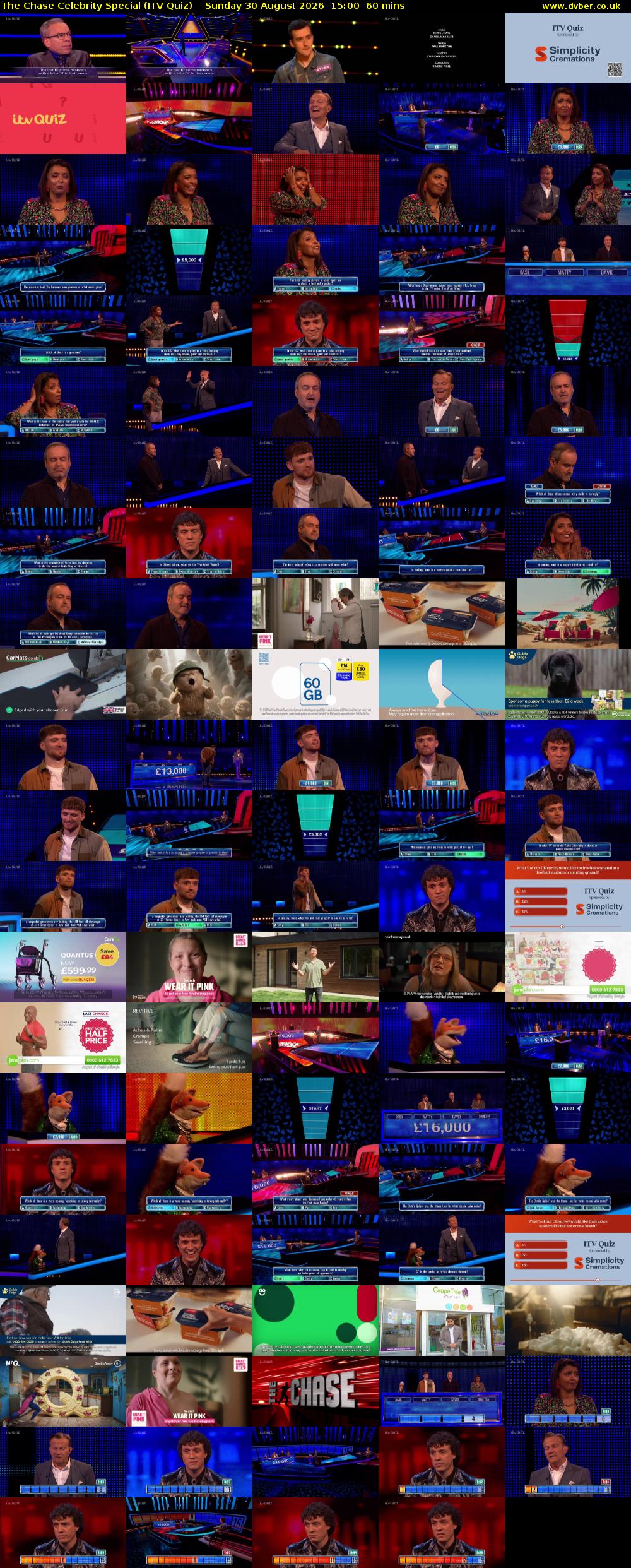 The Chase Celebrity Special (ITV Quiz) Sunday 30 August 2026 15:00 - 16:00